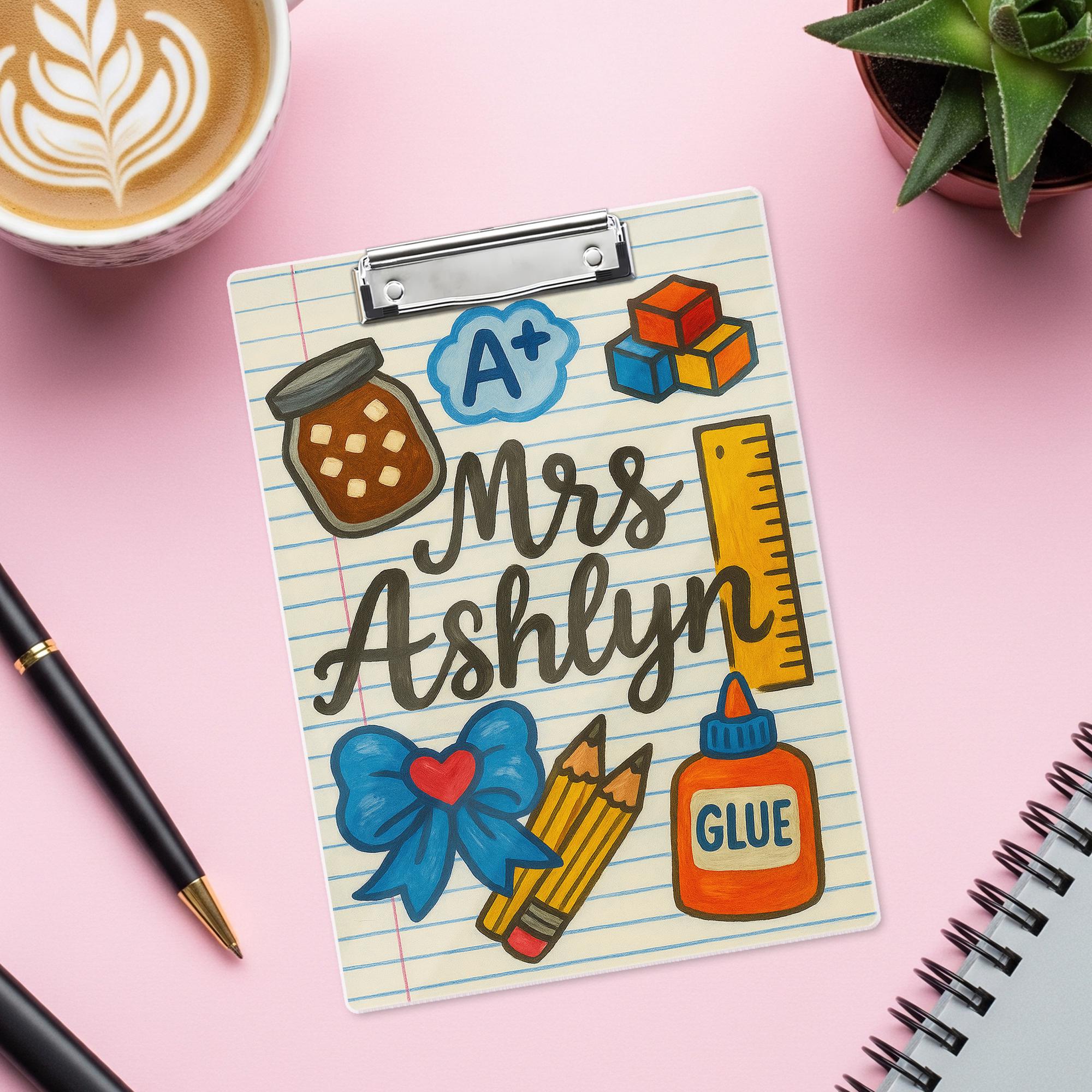 Personalized Teacher Clipboard, Custom Name School Clipboard, Cute Classroom Gift for Teachers, Back to School Teacher Supplies