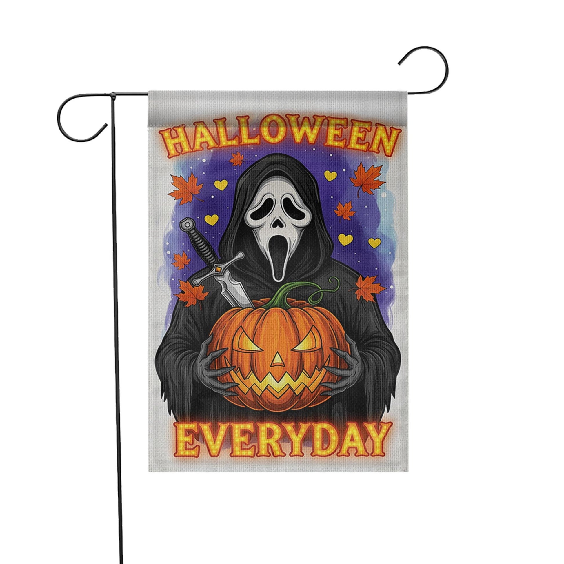 Halloween Everyday Garden Flag, Horror Movie Slasher Yard Sign, Scary Mask Porch Decor, Spooky Ghost Fan Art, Fall Welcome Banner