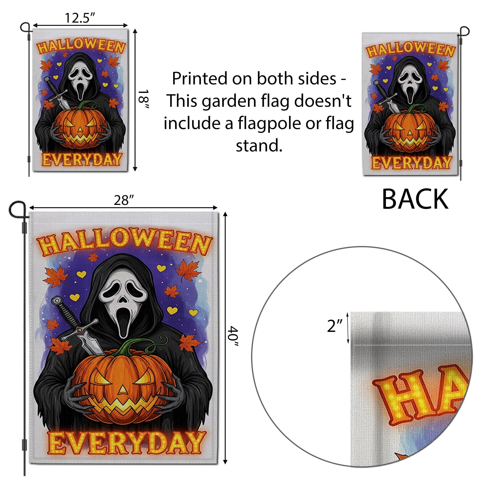 Halloween Everyday Garden Flag, Horror Movie Slasher Yard Sign, Scary Mask Porch Decor, Spooky Ghost Fan Art, Fall Welcome Banner