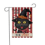 Black Cat Garden Flag, It's the Season to be Spooky Yard Sign, Cute Witch Cat Porch Decor, Whimsical Halloween Fall Banner