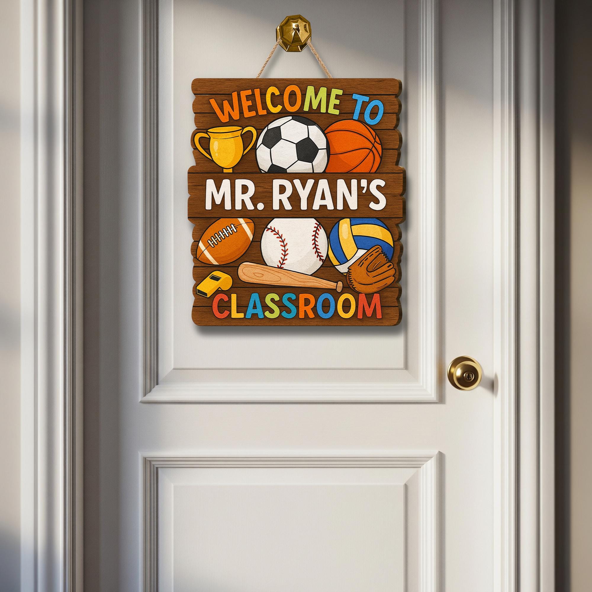 Sports Theme Classroom Door Sign, Welcome Sign for Teacher Classroom, Educators | Personalized Teacher Decor for PE or Coaches, Sport School