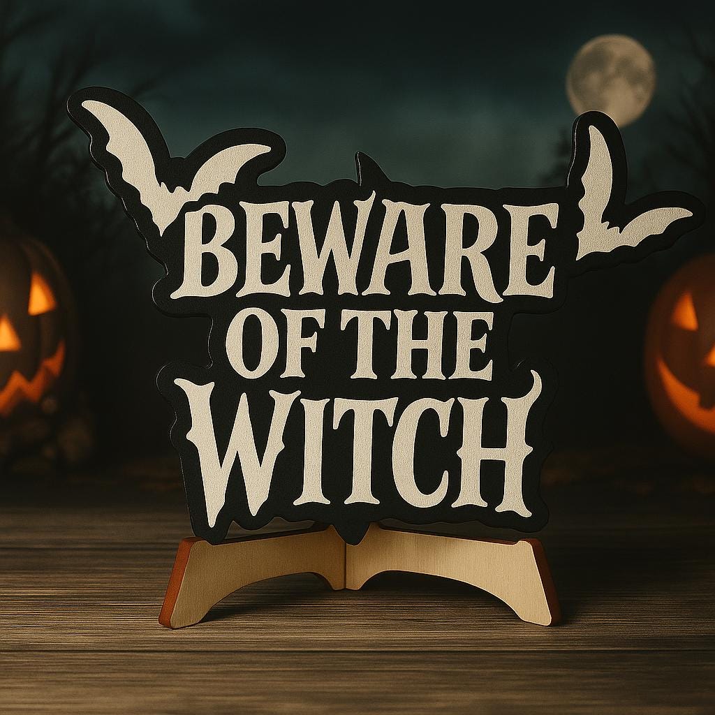 Beware of the Witch Door Sign, Gothic Halloween Door Decor, Spooky Front Porch Hanging, Bat Haunted Sign, Witchy Home Accent