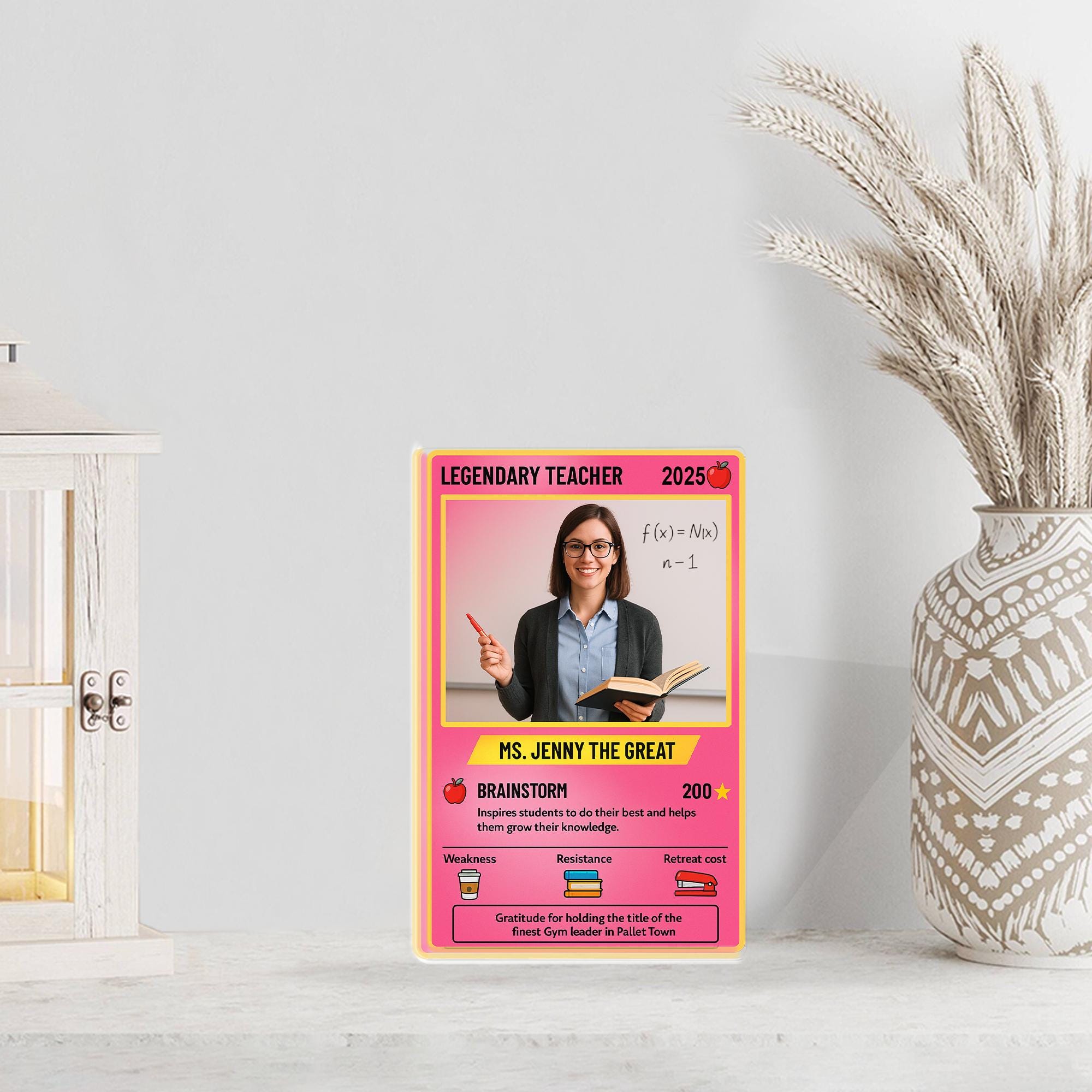 Personalized Teacher Gift, Custom Photo Legendary Teacher Trading Card, Funny Gamer Acrylic Block, End of Year Desk Decor Sign