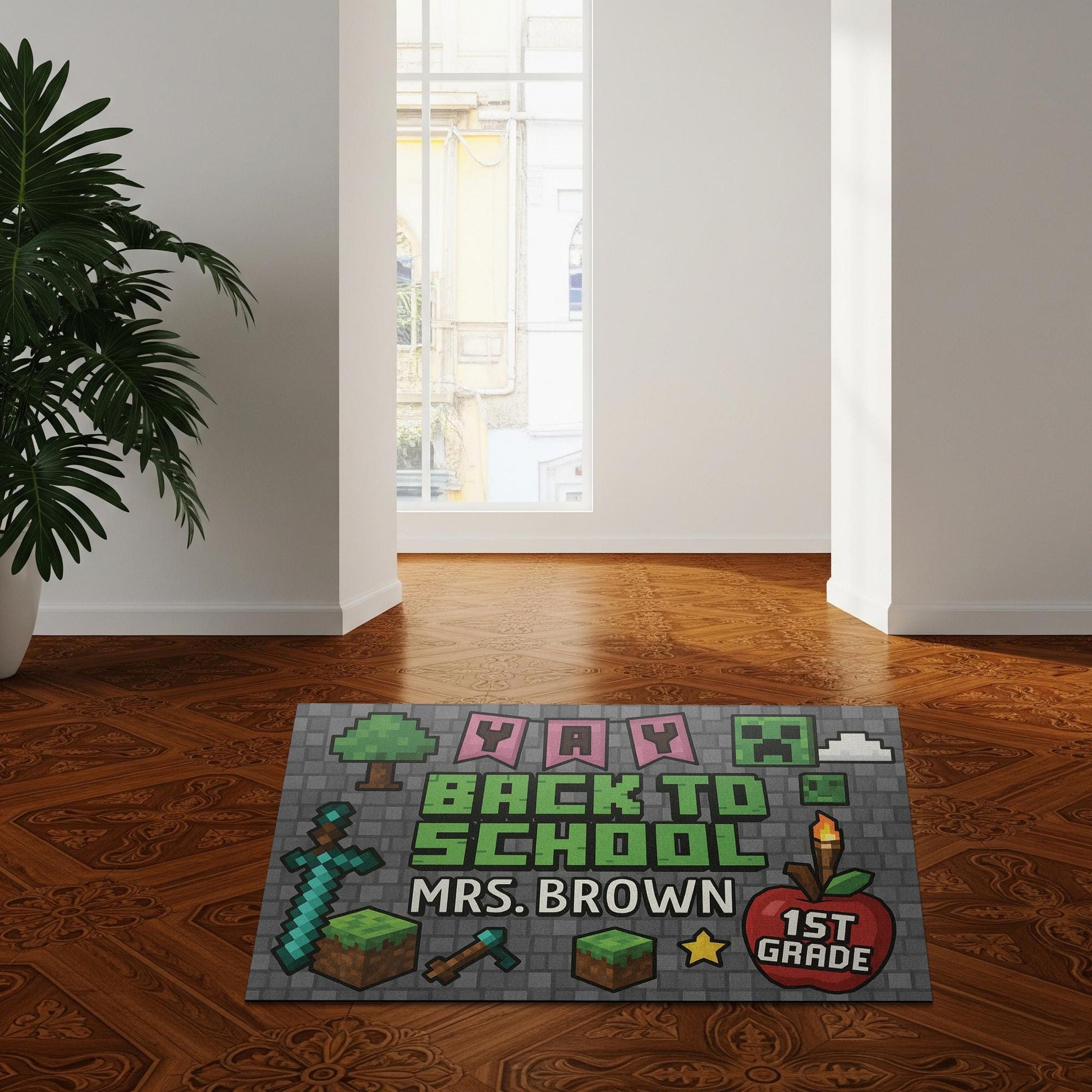 Personalized Teacher Gamer Doormat, Back to School Welcome Mat, Custom Classroom Decor, Video Game Gift for First Day of School