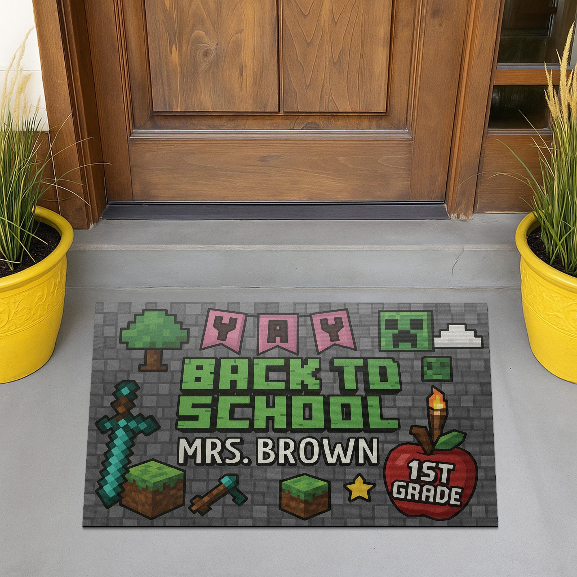 Personalized Teacher Gamer Doormat, Back to School Welcome Mat, Custom Classroom Decor, Video Game Gift for First Day of School