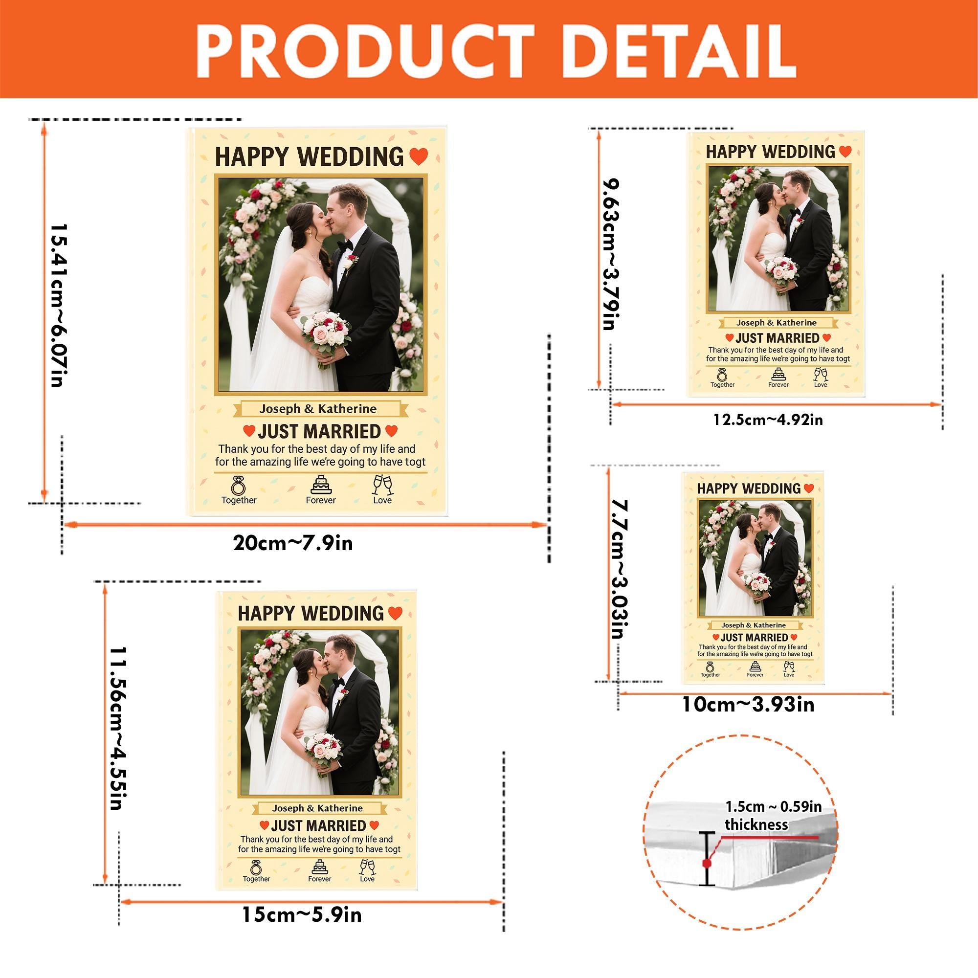 Personalized Wedding Gift for Couple, Custom Photo Acrylic Block, Just Married Keepsake Gift, Sentimental Newlywed Home Decor