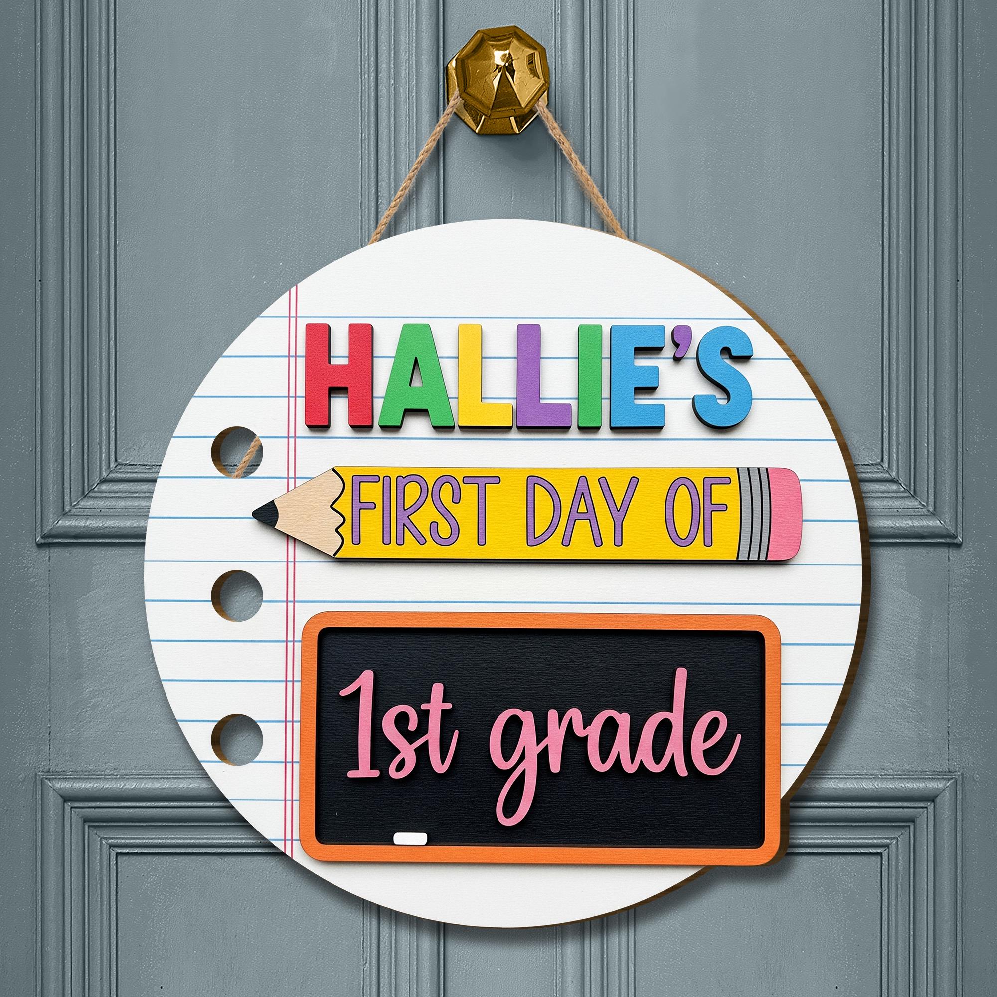 Personalized First Day of School 2 Layer Wood Sign, Back to School Door Hanger, Custom Grade Sign, Classroom Decor, Kid Milestone Woodsign