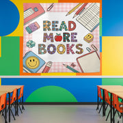 Retro Read More Books Tapestry, Cute Back to School Dorm Wall Decor, Vintage Library Aesthetic, Cozy Book Lover Gift, Back To School