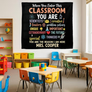 Personalized Classroom Tapestry, Inspirational Teacher Wall Decor, Custom Student Motivation Sign, Back to School Classroom Poster