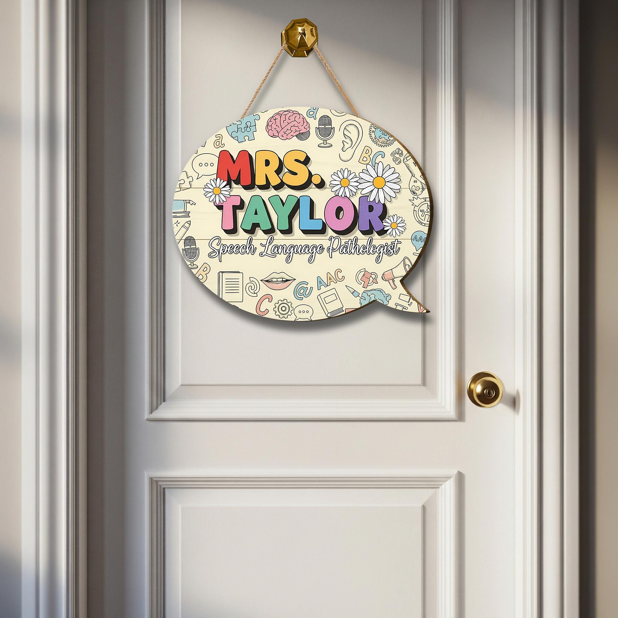 Custom SLP 3D Door Sign, Speech Language Pathologist Wood Sign, Personalized Therapist Office Decor, Name Sign for Speech Room
