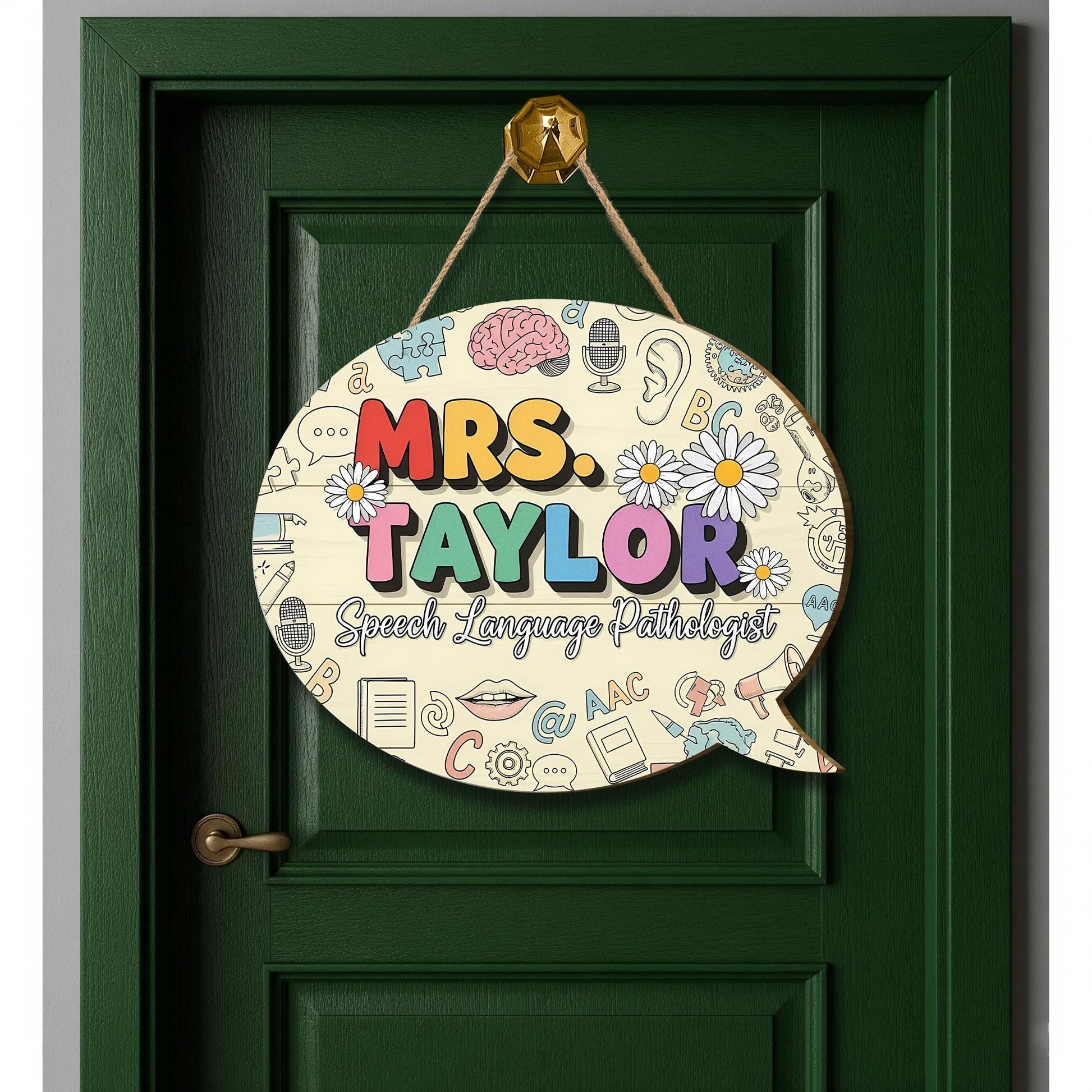 Custom SLP 3D Door Sign, Speech Language Pathologist Wood Sign, Personalized Therapist Office Decor, Name Sign for Speech Room