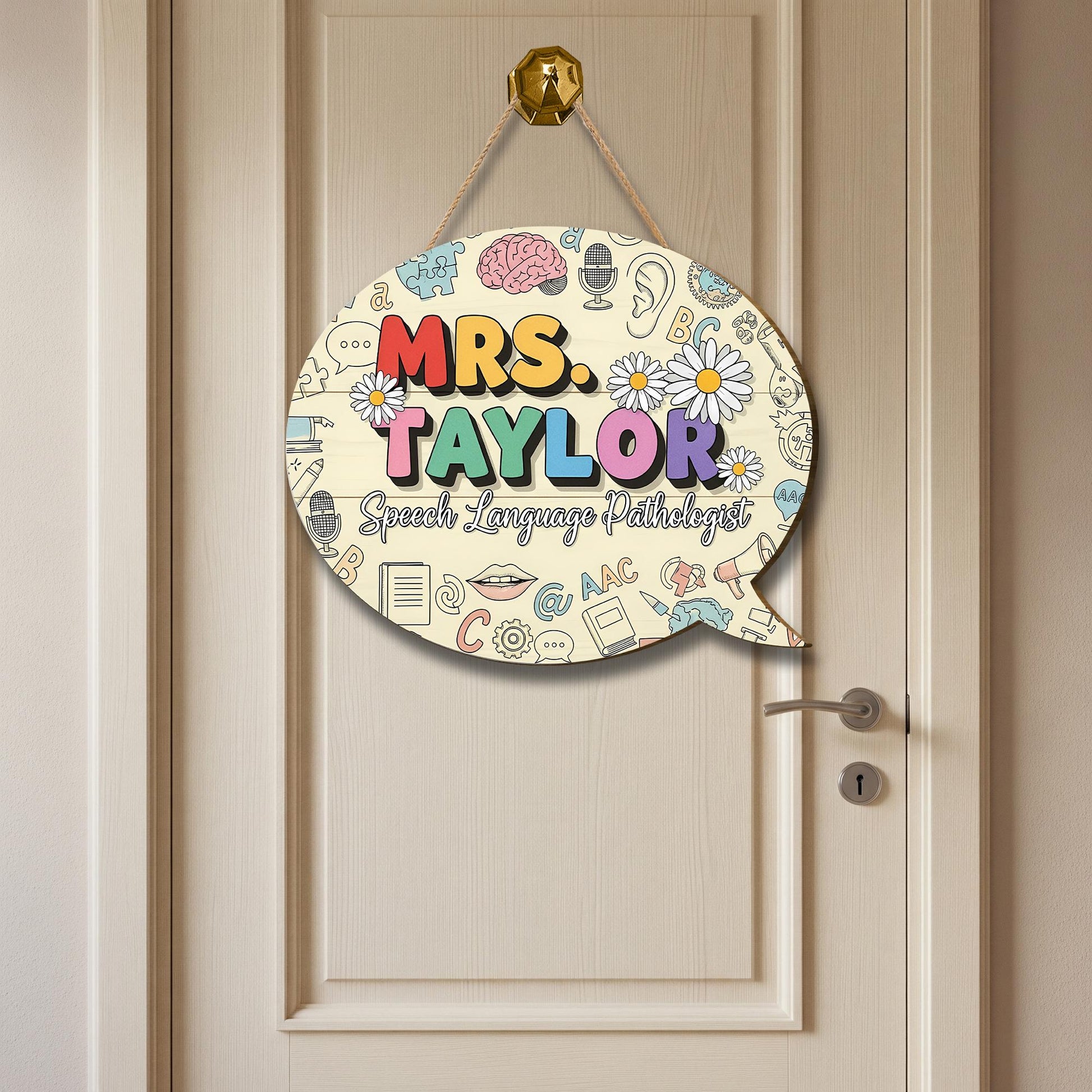 Custom SLP 3D Door Sign, Speech Language Pathologist Wood Sign, Personalized Therapist Office Decor, Name Sign for Speech Room