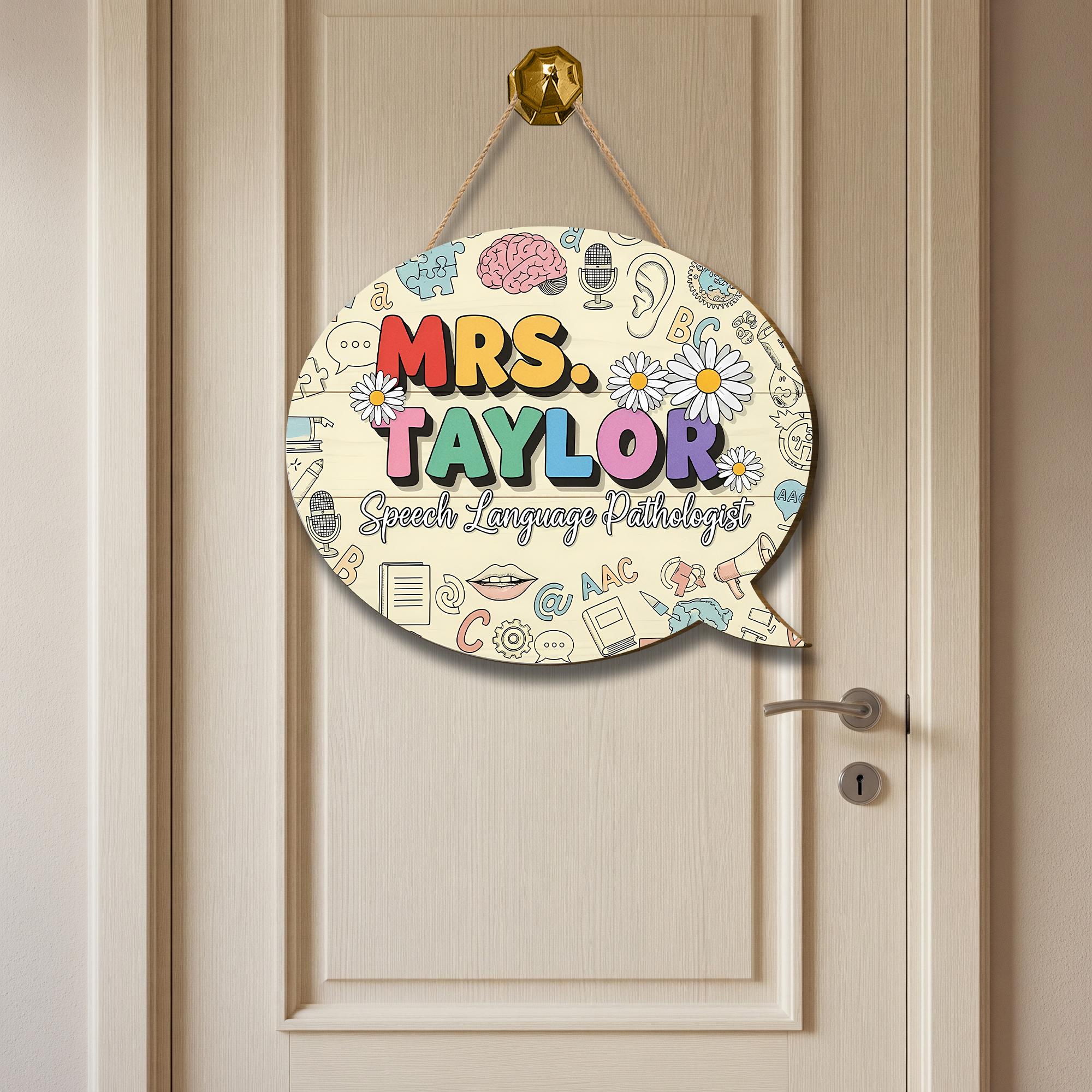 Custom SLP 3D Door Sign, Speech Language Pathologist Wood Sign, Personalized Therapist Office Decor, Name Sign for Speech Room