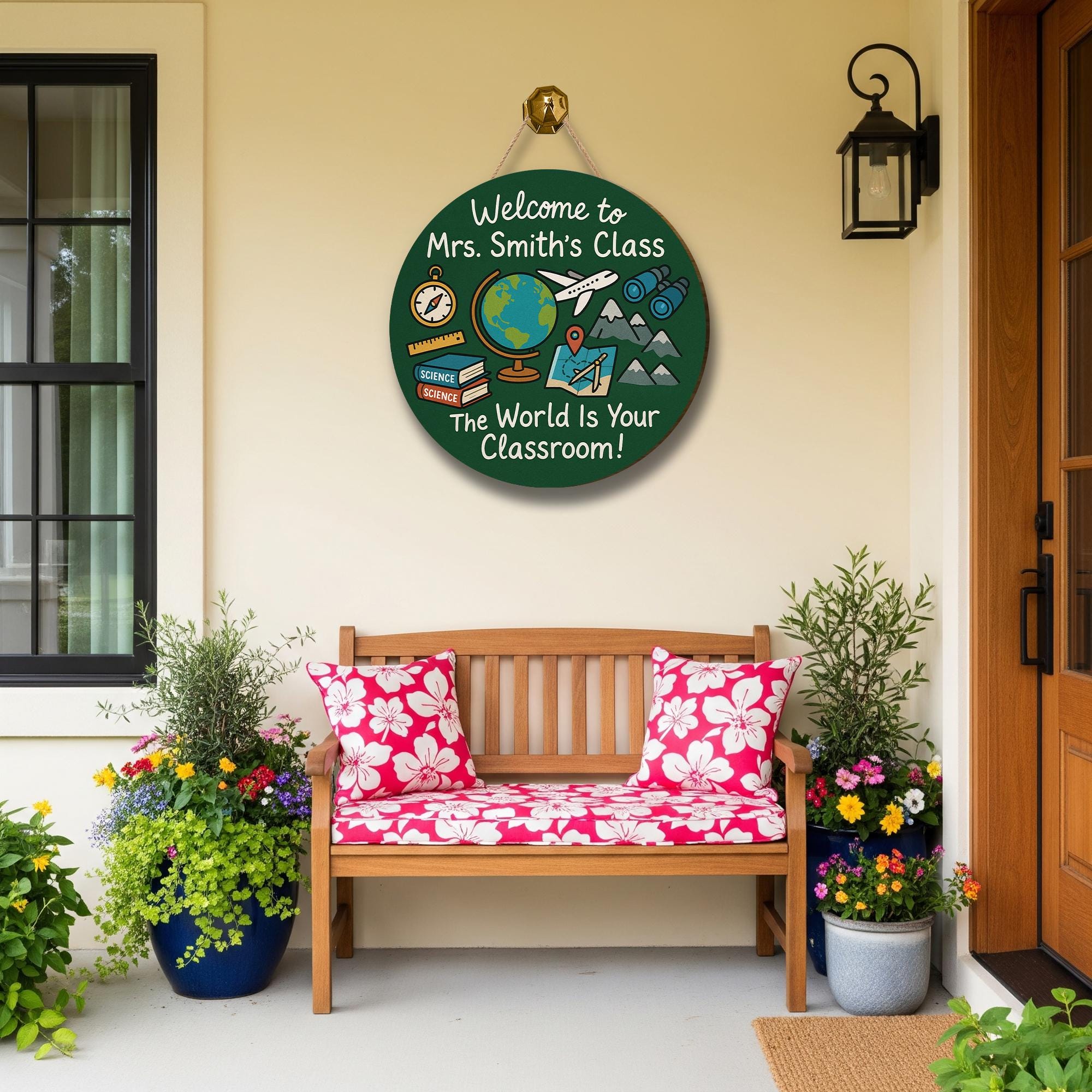 World Is Your Classroom Sign, Personalized Teacher Door Sign, Globe Explorer Classroom Decor, Custom Science Geography Wood Sign