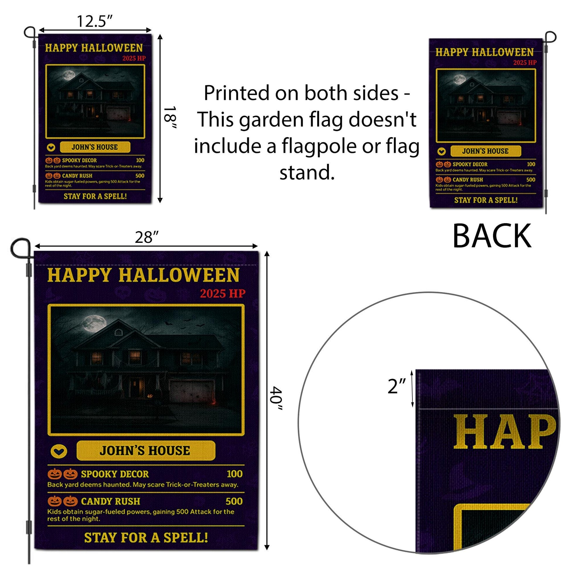 Personalized Halloween Garden Flag, Custom House Photo Video Game Card, Spooky Gamer Decor, Funny Yard Sign for Homeowners, Nerdy Gift