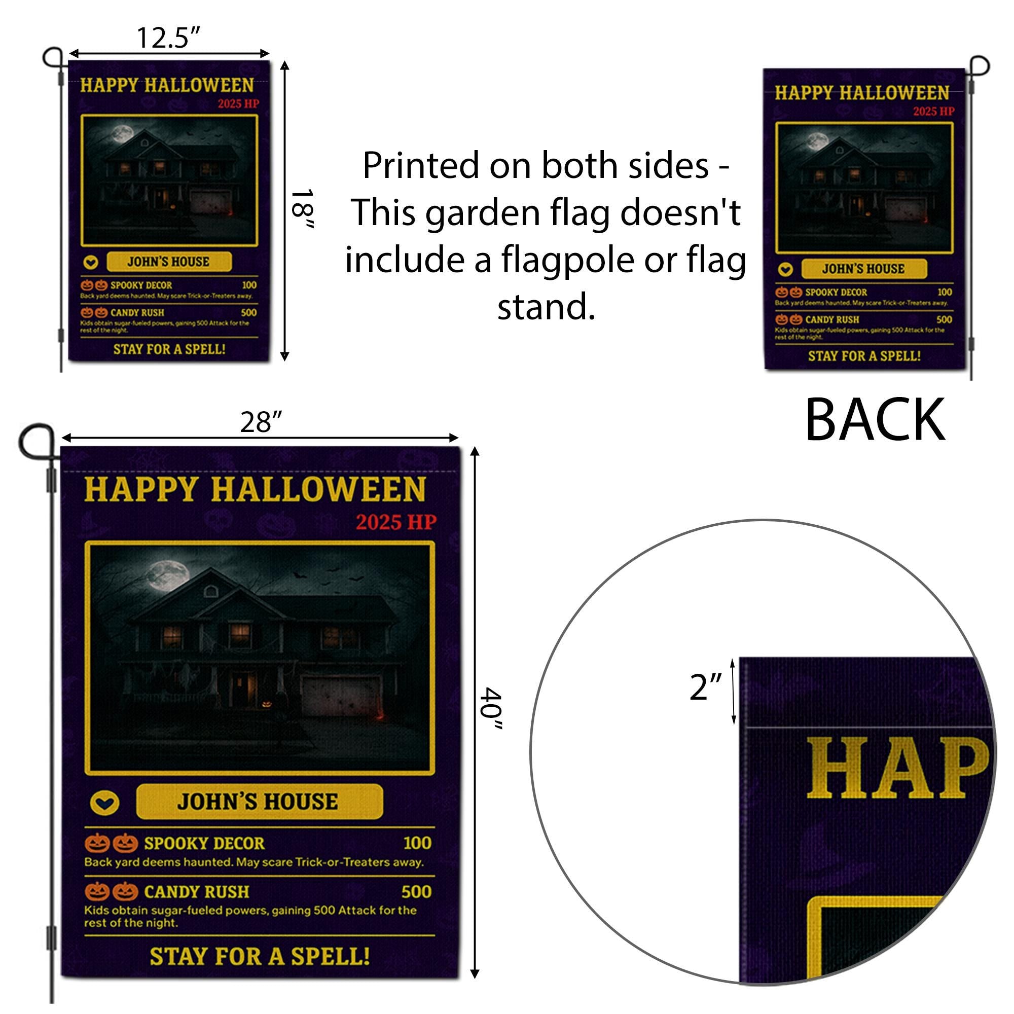 Personalized Halloween Garden Flag, Custom House Photo Video Game Card, Spooky Gamer Decor, Funny Yard Sign for Homeowners, Nerdy Gift