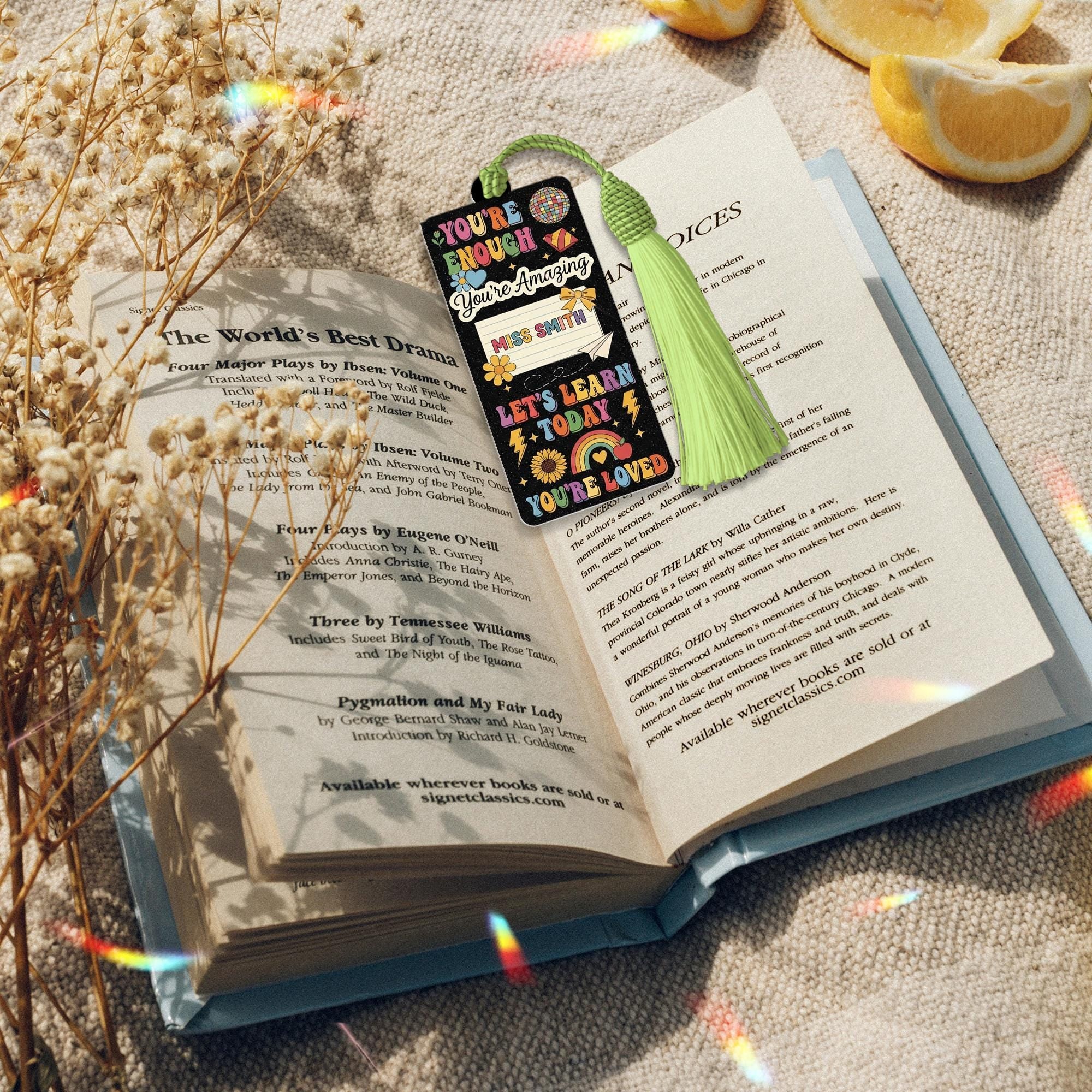 Personalized Teacher Bookmark, Motivational Student Bookmark, Rainbow Classroom Gift, Custom Name Tassel Bookmark, Back to School