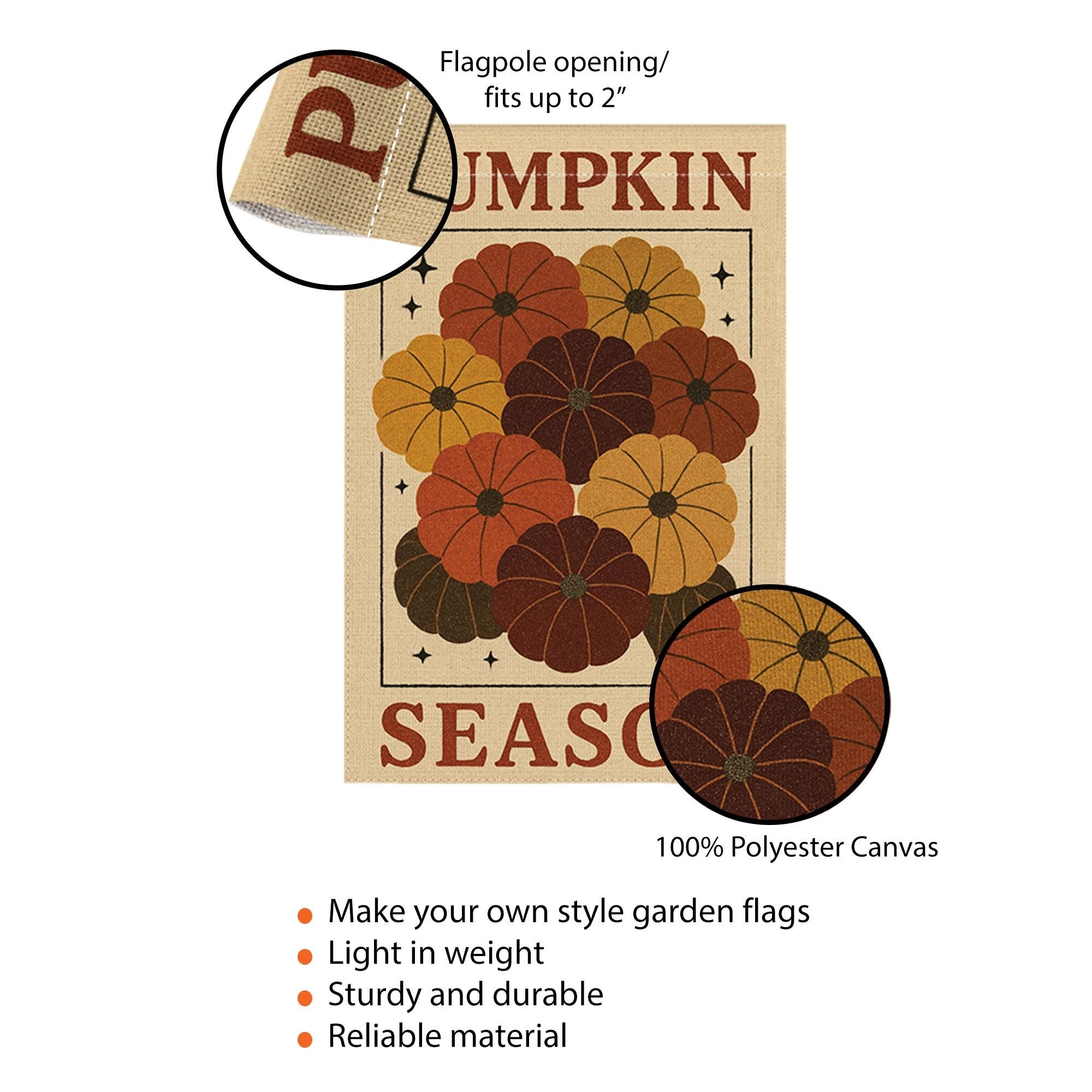 Pumpkin Season Garden Flag, Fall Outdoor Yard Decor, Autumn Harvest Porch Flag, Rustic Pumpkin Patch Banner, Thanksgiving Lawn Sign