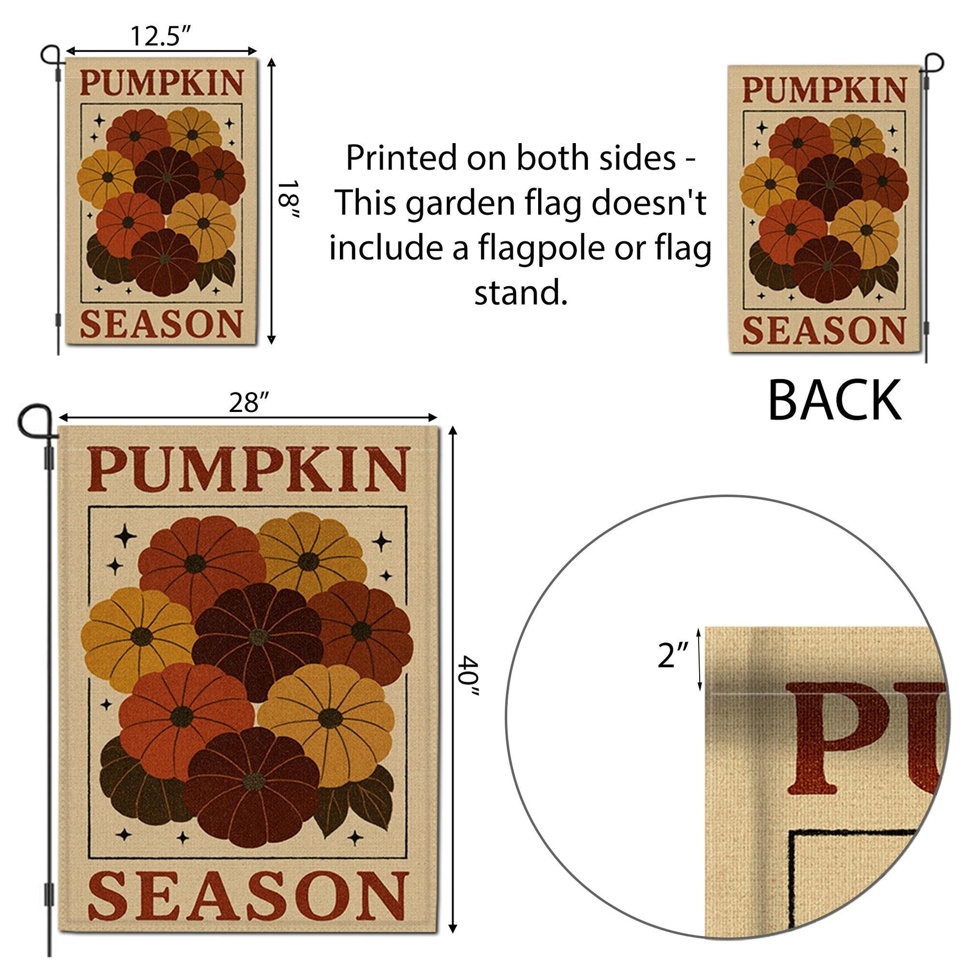 Pumpkin Season Garden Flag, Fall Outdoor Yard Decor, Autumn Harvest Porch Flag, Rustic Pumpkin Patch Banner, Thanksgiving Lawn Sign