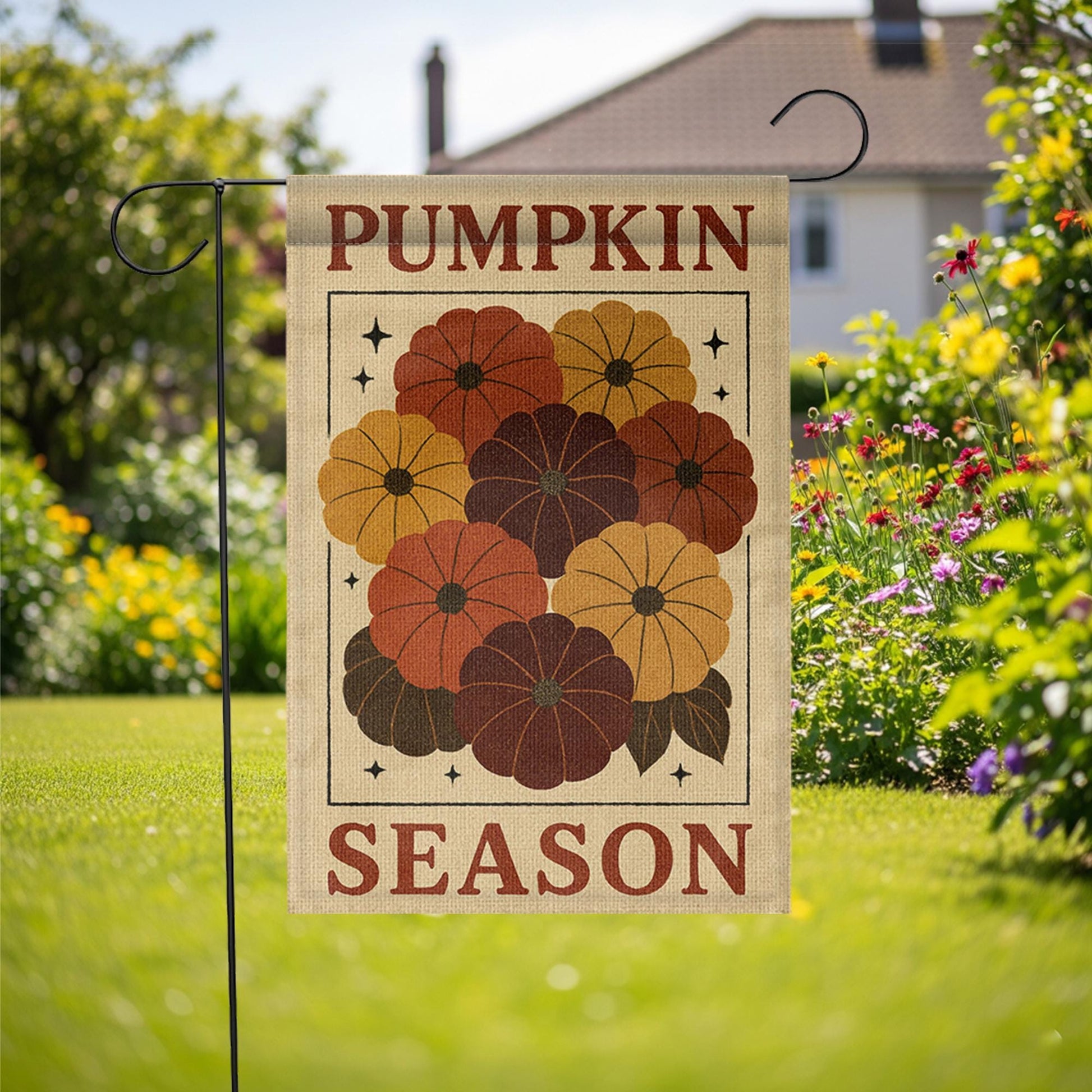 Pumpkin Season Garden Flag, Fall Outdoor Yard Decor, Autumn Harvest Porch Flag, Rustic Pumpkin Patch Banner, Thanksgiving Lawn Sign