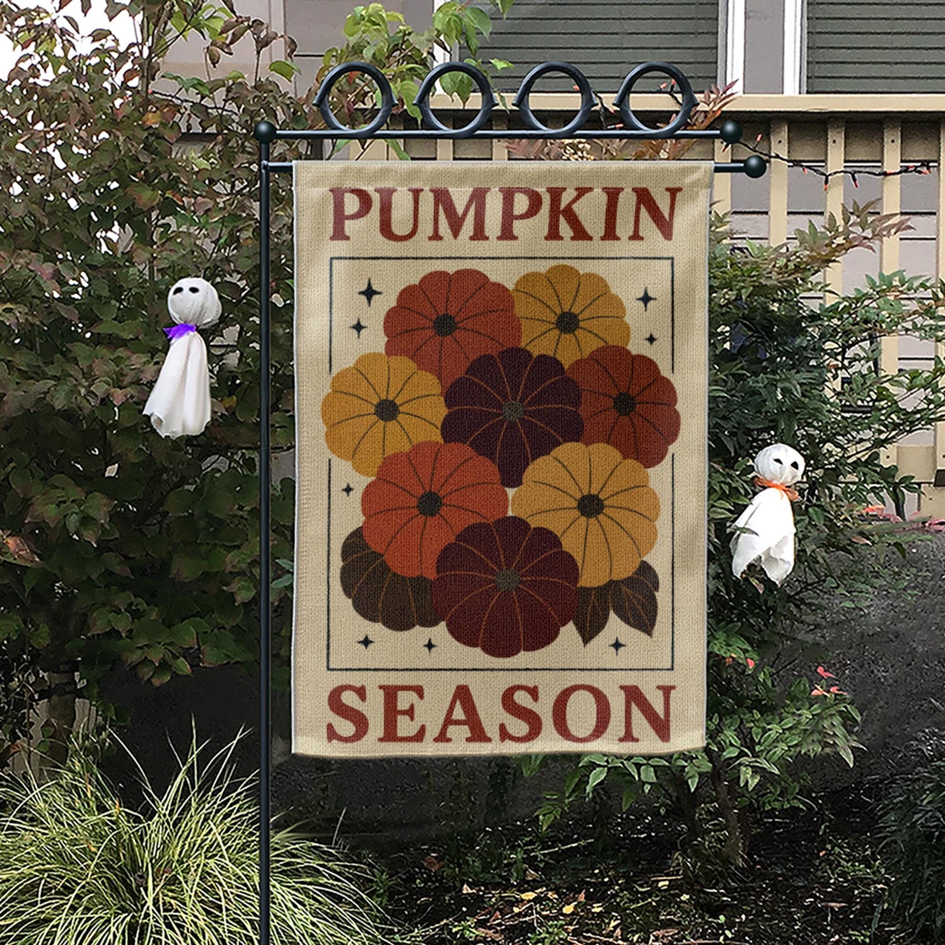 Pumpkin Season Garden Flag, Fall Outdoor Yard Decor, Autumn Harvest Porch Flag, Rustic Pumpkin Patch Banner, Thanksgiving Lawn Sign