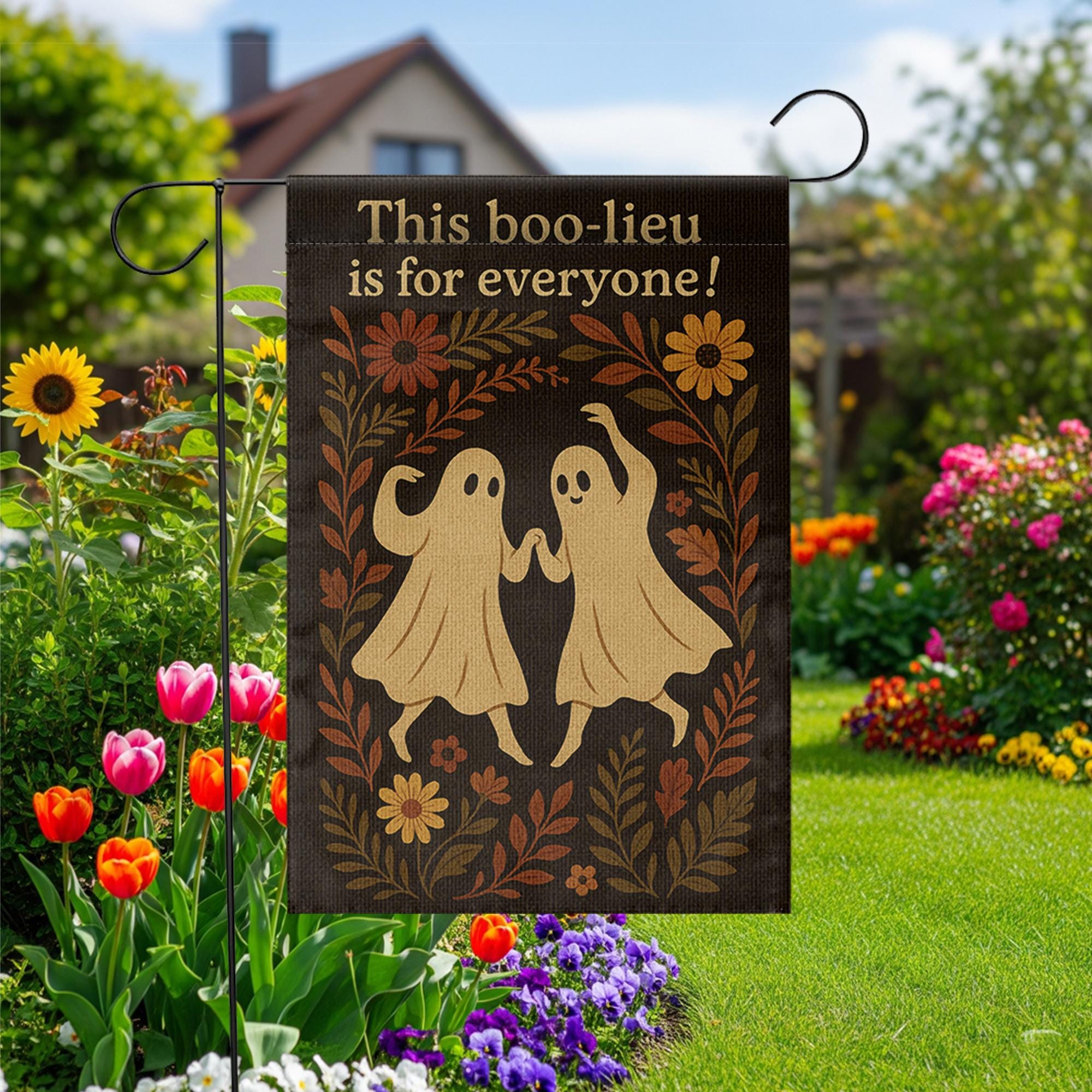 This Boo-lieu Is for Everyone Garden Flag, Inclusive Ghost Halloween Yard Decor, Cute Spooky Fall Outdoor Flag, Autumn Porch Sign
