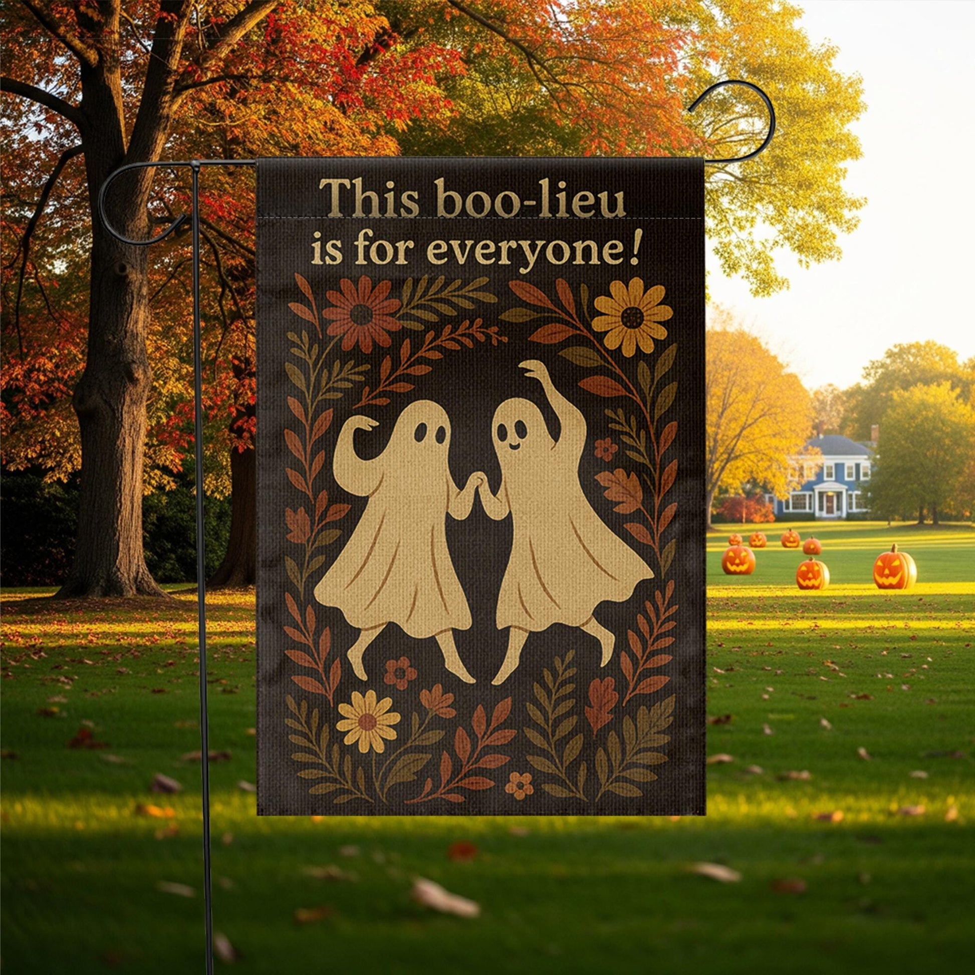 This Boo-lieu Is for Everyone Garden Flag, Inclusive Ghost Halloween Yard Decor, Cute Spooky Fall Outdoor Flag, Autumn Porch Sign