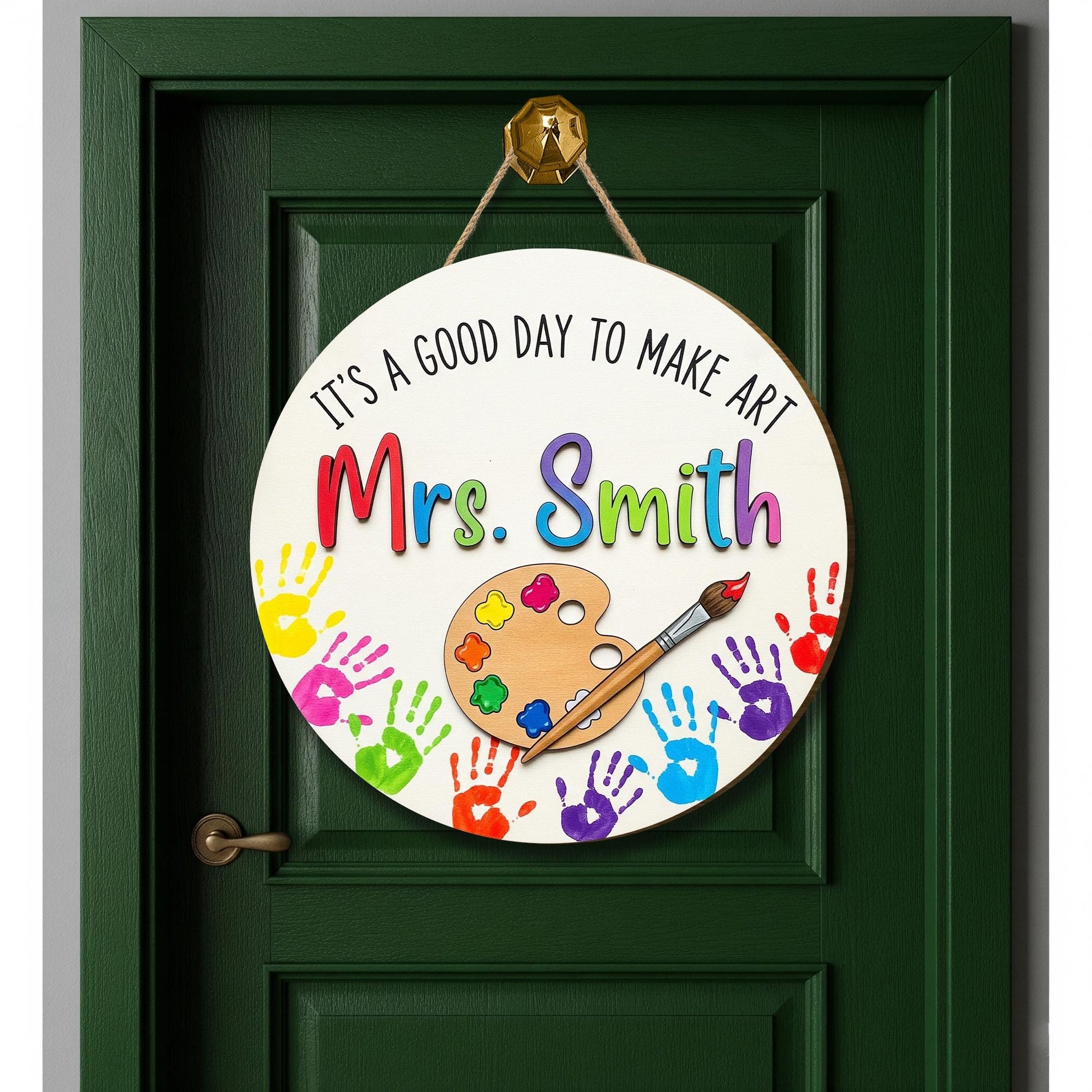 Personalized Art Teacher Sign, 2 Layer Wooden Door Hanger, Classroom Decor, Custom Teacher Gift, Art Room Sign,Teacher Gift, Classroom Decor