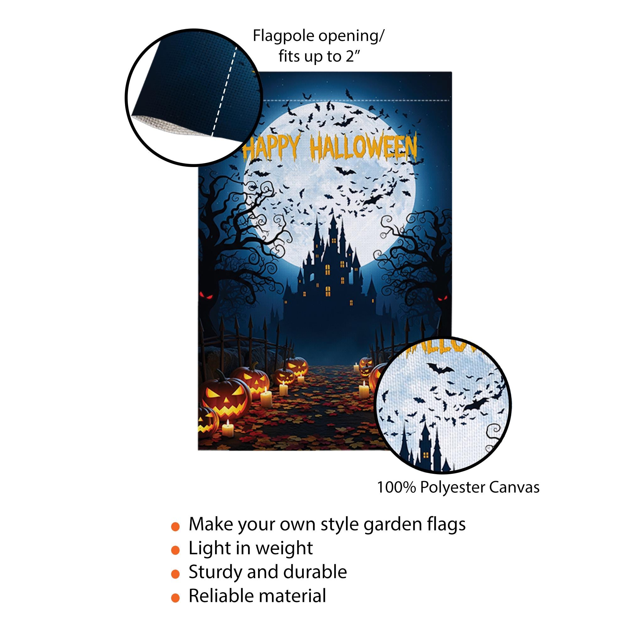 Happy Halloween Garden Flag | Haunted Castle Yard Decor | Spooky Pumpkin Outdoor Sign | Scary Fall Porch Decoration