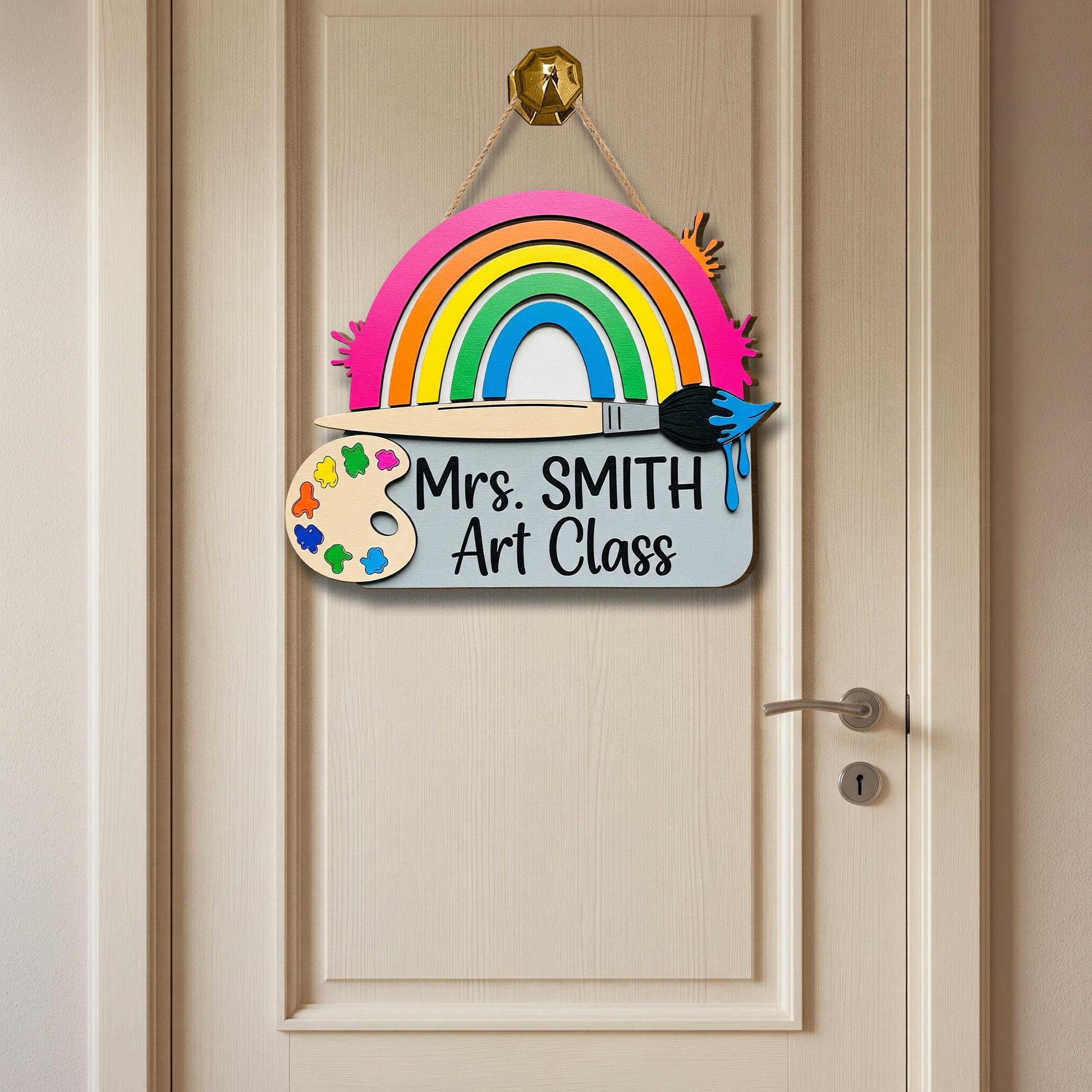 Personalized Art Teacher 3D Wooden Sign, Welcome Sign, Custom Teacher Gift, Classroom Decor, Teacher Door Sign, Art Classroom Decor