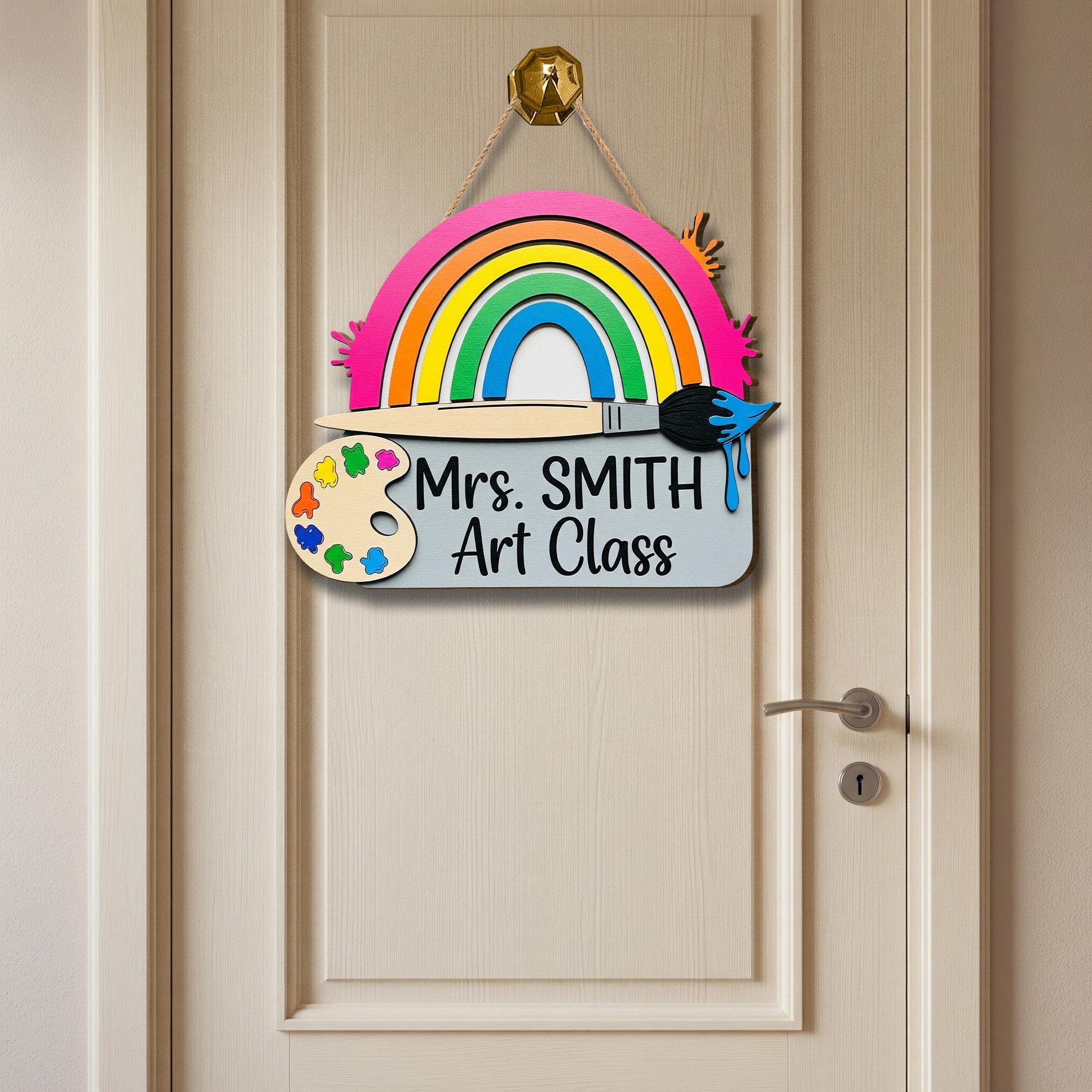Personalized Art Teacher 3D Wooden Sign, Welcome Sign, Custom Teacher Gift, Classroom Decor, Teacher Door Sign, Art Classroom Decor