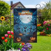 Welcome Halloween Garden Flag | Skeleton Graveyard Yard Decor | Spooky Outdoor Halloween Sign | Scary Fall Porch Flag