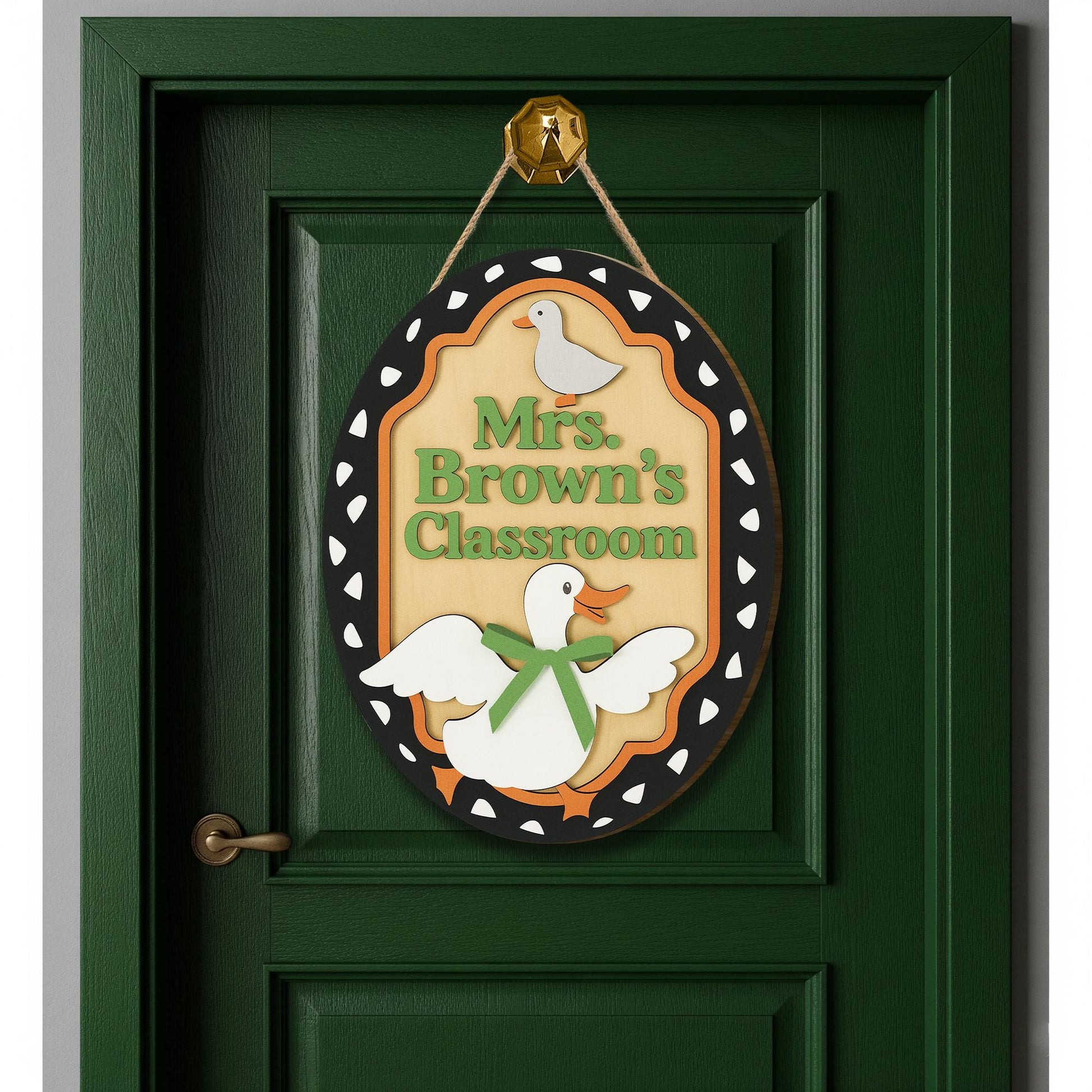 Goose Classroom Door Sign | Oval Goose Theme Teacher Sign | Cute Farmhouse Classroom Decor | Personalized Teacher Gift, Back To School