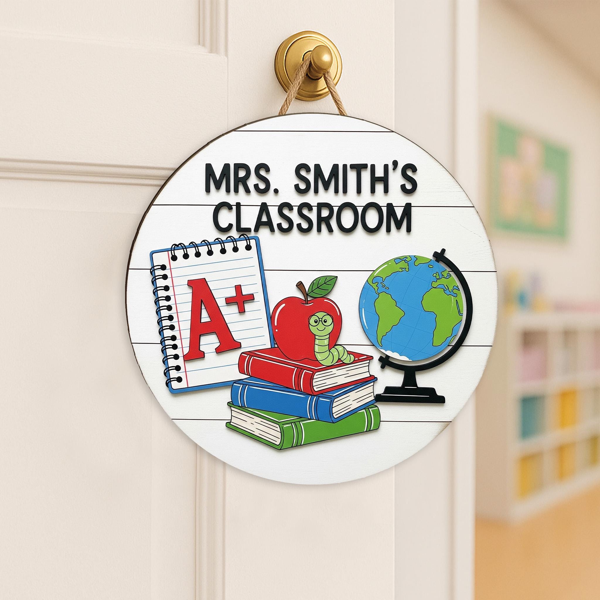 Personalized Teacher Door Sign, Custom Classroom Decor, 2 Layer Wooden Sign, Back to School Gift, Name Plaque for Teachers
