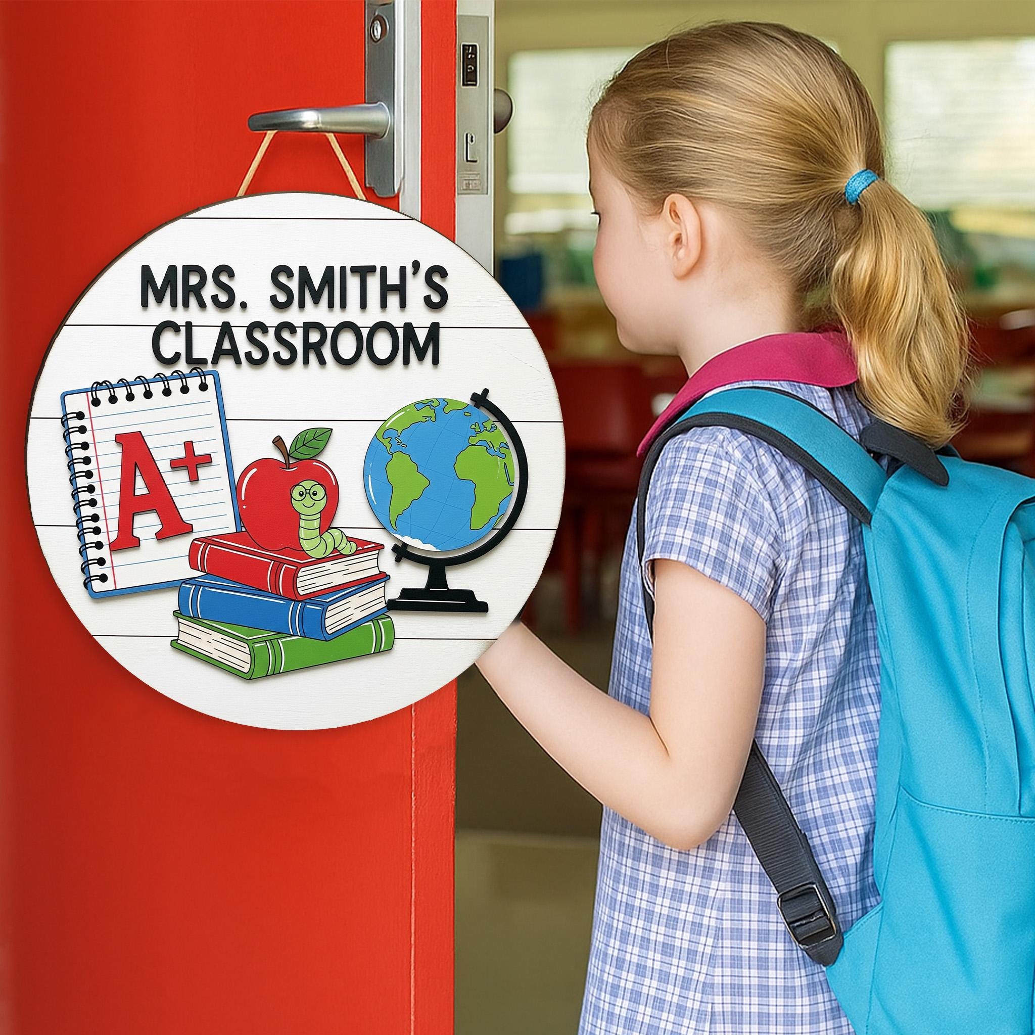 Personalized Teacher Door Sign, Custom Classroom Decor, 2 Layer Wooden Sign, Back to School Gift, Name Plaque for Teachers