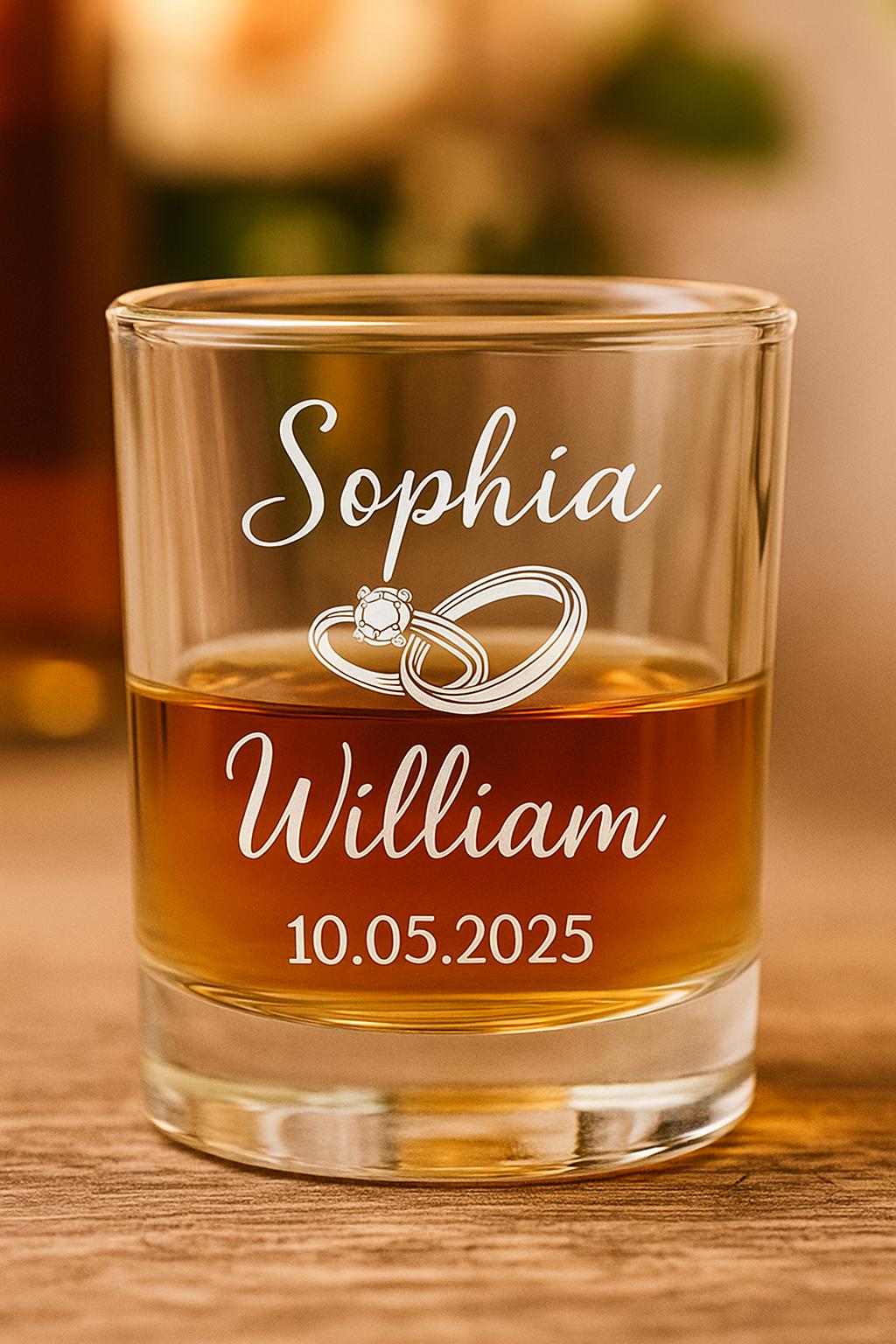 Custom Wedding Wine Glass, Personalized Name and Date Glass, Bride and Groom Gift, Engagement Keepsake, Wedding Toast Glass