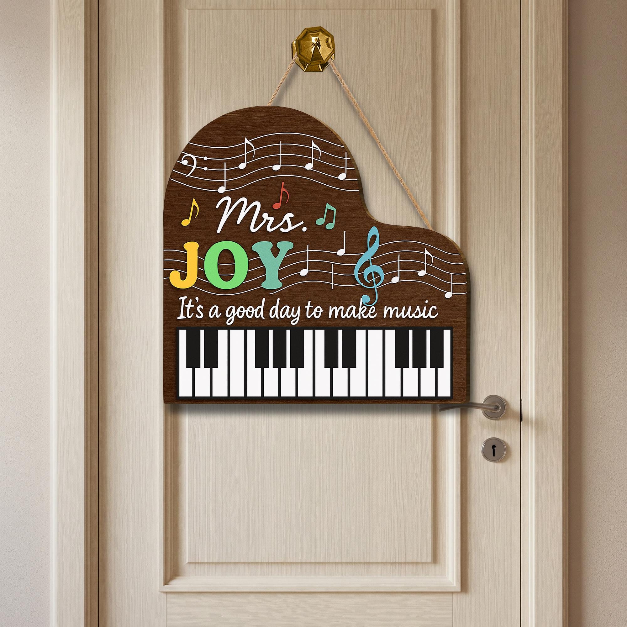 Personalized Music Teacher Door Sign, Music Classroom Decor, Custom Name Music Sign, Music Room Hanger, Gift for Music Teacher