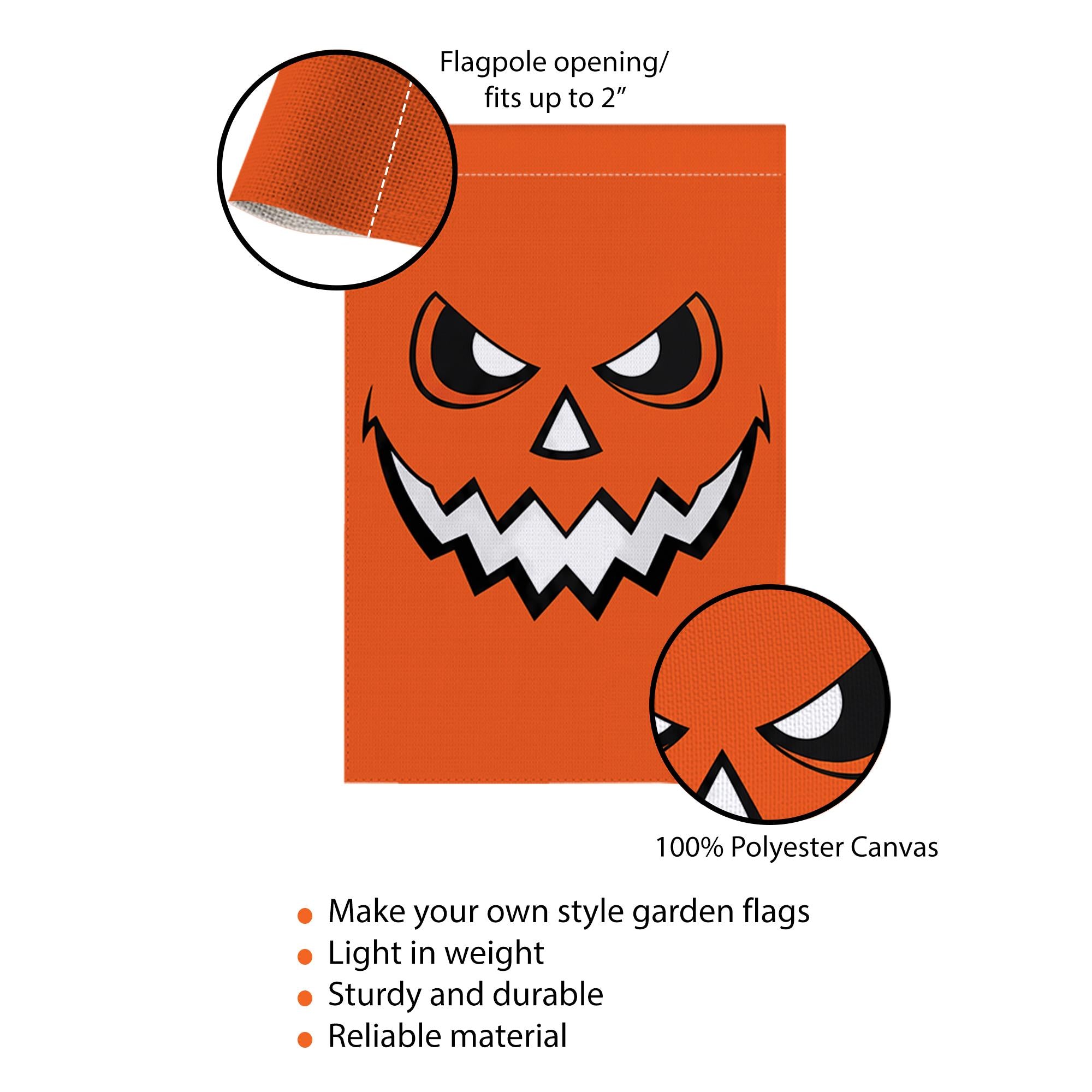 Halloween Pumpkin Garden Flag, Jack-O-Lantern Outdoor Decor, Spooky Fall Yard Art, Double Sided House Banner