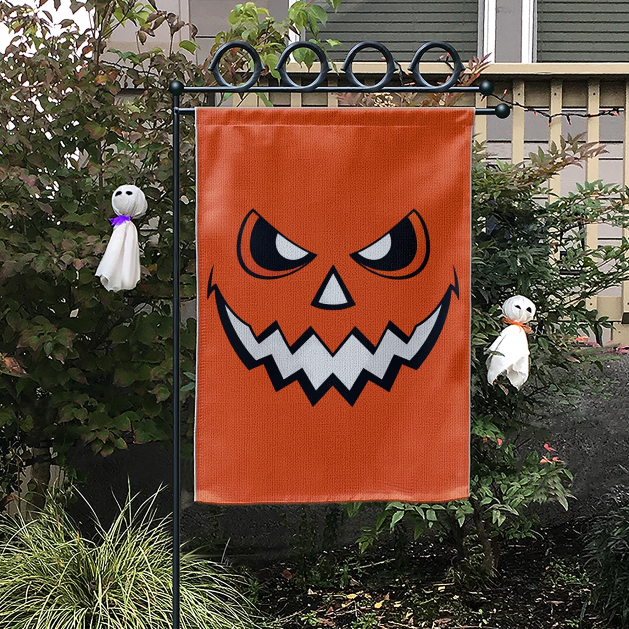 Halloween Pumpkin Garden Flag, Jack-O-Lantern Outdoor Decor, Spooky Fall Yard Art, Double Sided House Banner