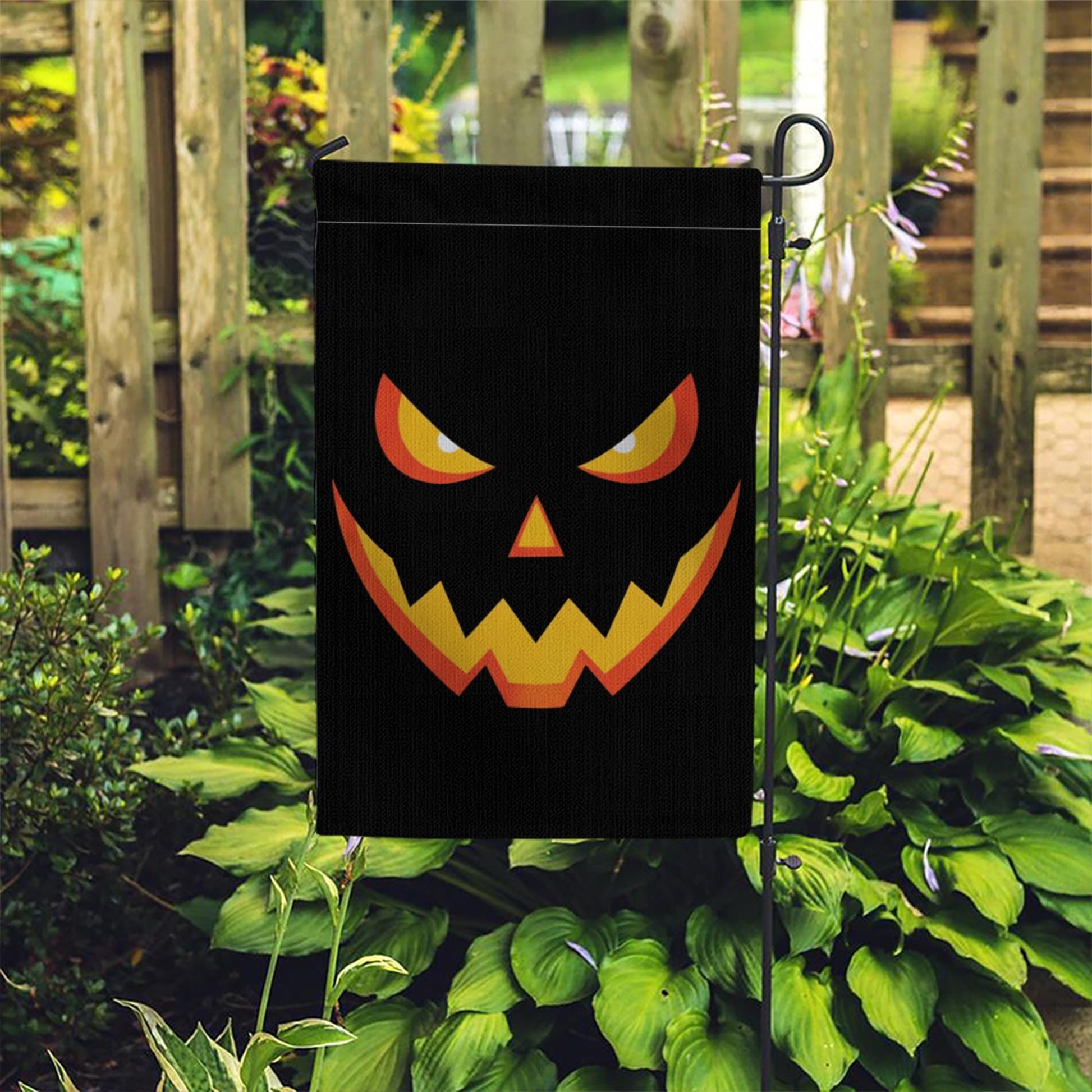 Spooky Black Halloween Flag, Glowing Jack-O-Lantern Garden Decor, Haunted House Yard Art, Double Sided Banner