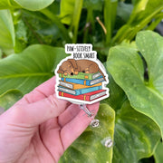 Paw-sitively Book Smart Badge Reel – Cute Dog Sleeping on Books ID Holder for Teachers, Book Lovers, and Librarians, Dog Lover Gift