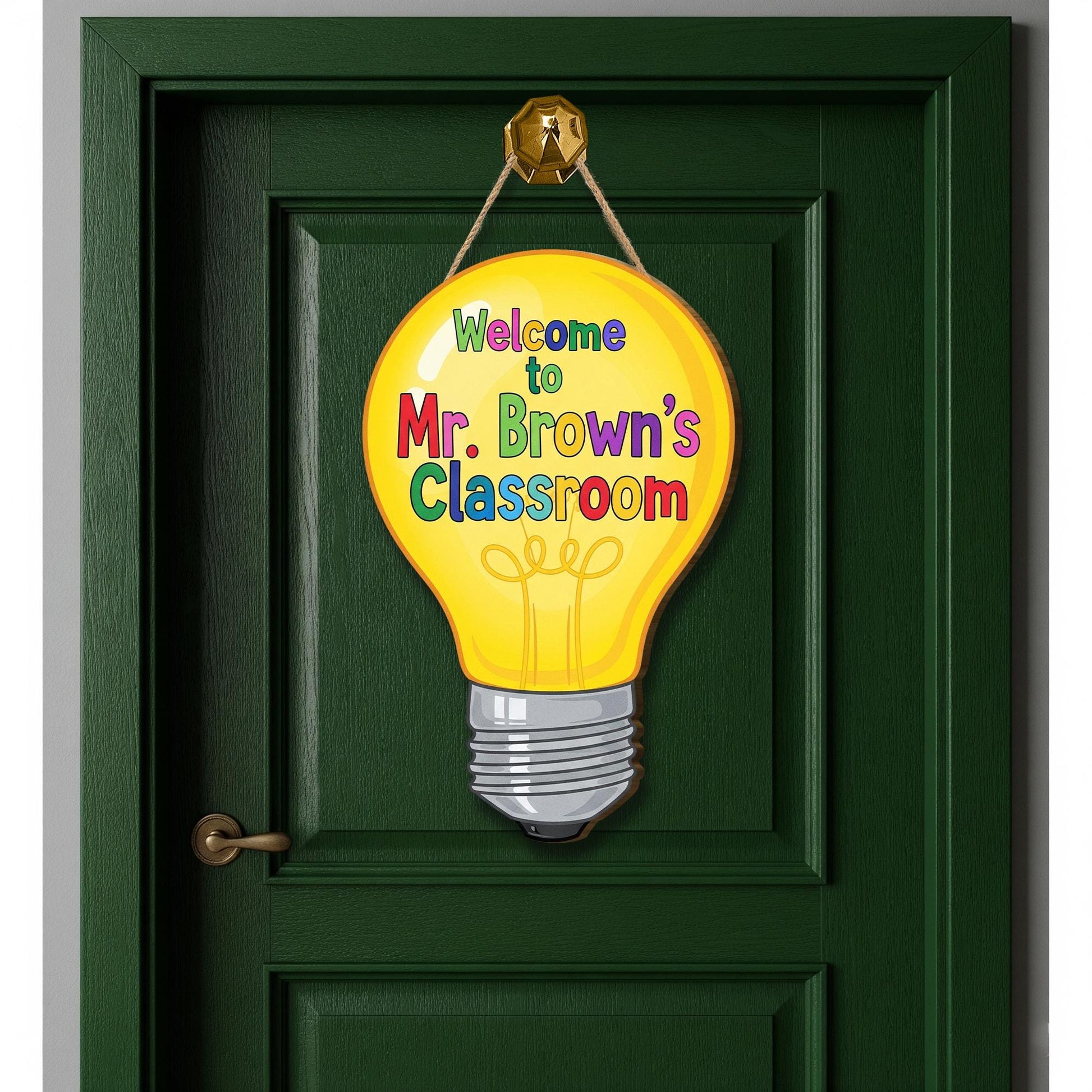 Welcome to Teacher Classroom Sign | Light Bulb Teacher Door Hanger | Back to School Decor | Personalized Classroom Decor, First Day Sign