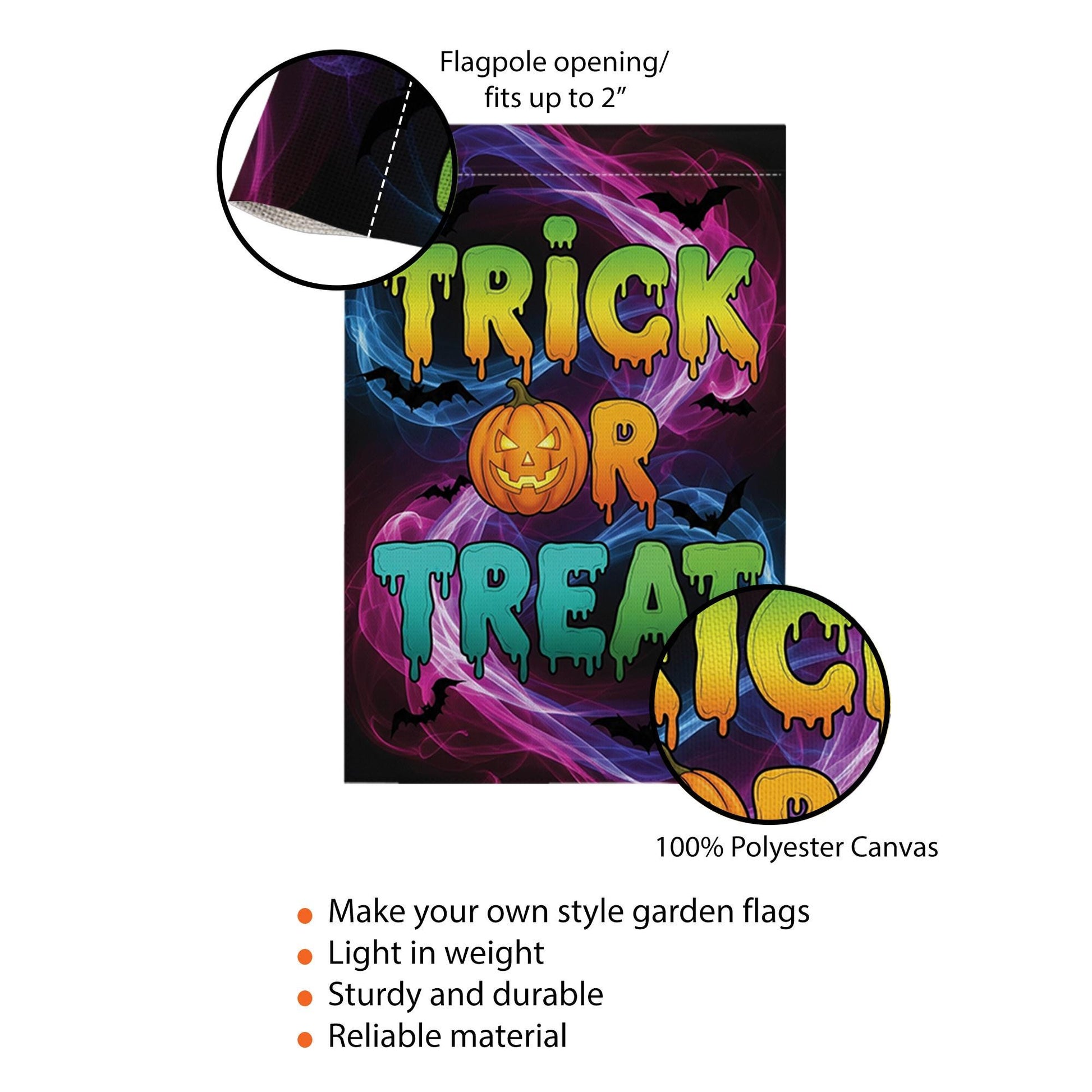 Trick or Treat Halloween Garden Flag, Spooky Yard Decor, Fun Fall House Banner, Vibrant Double Sided Flag