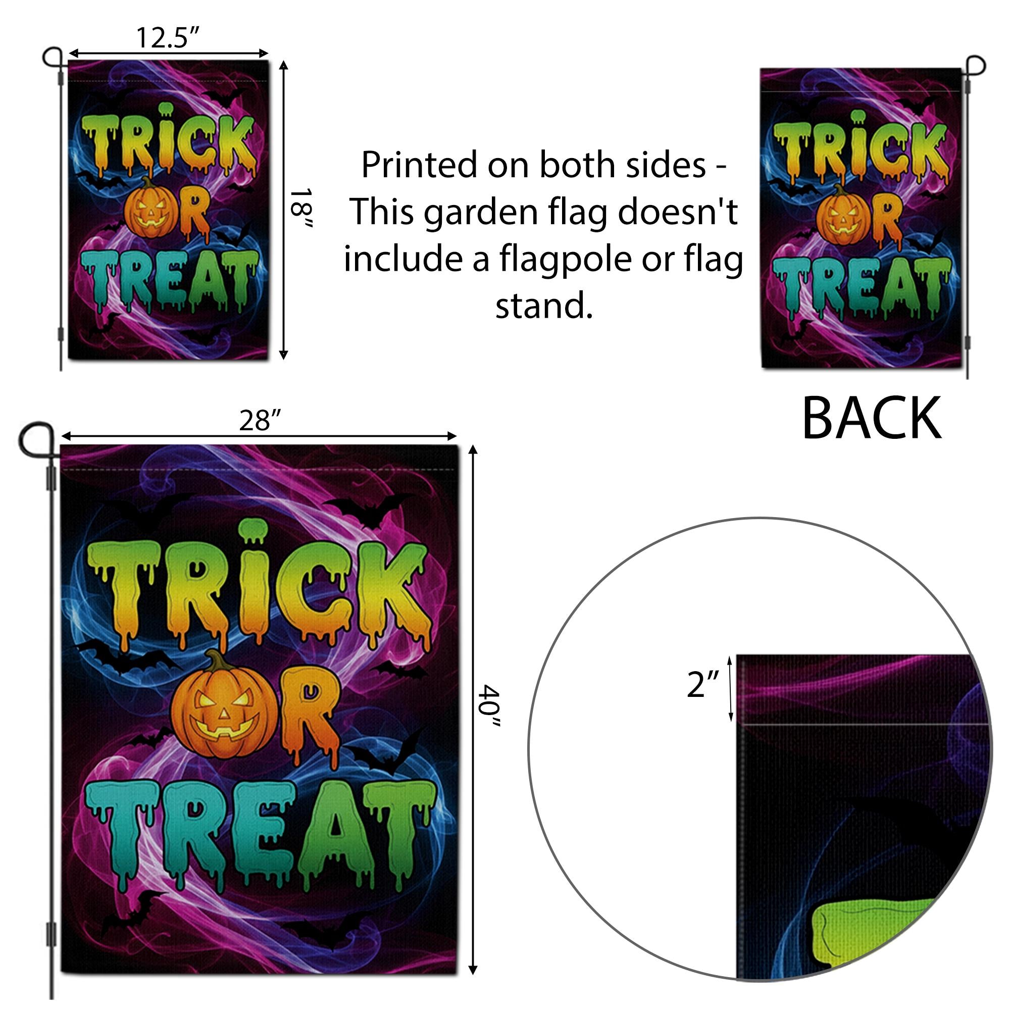 Trick or Treat Halloween Garden Flag, Spooky Yard Decor, Fun Fall House Banner, Vibrant Double Sided Flag