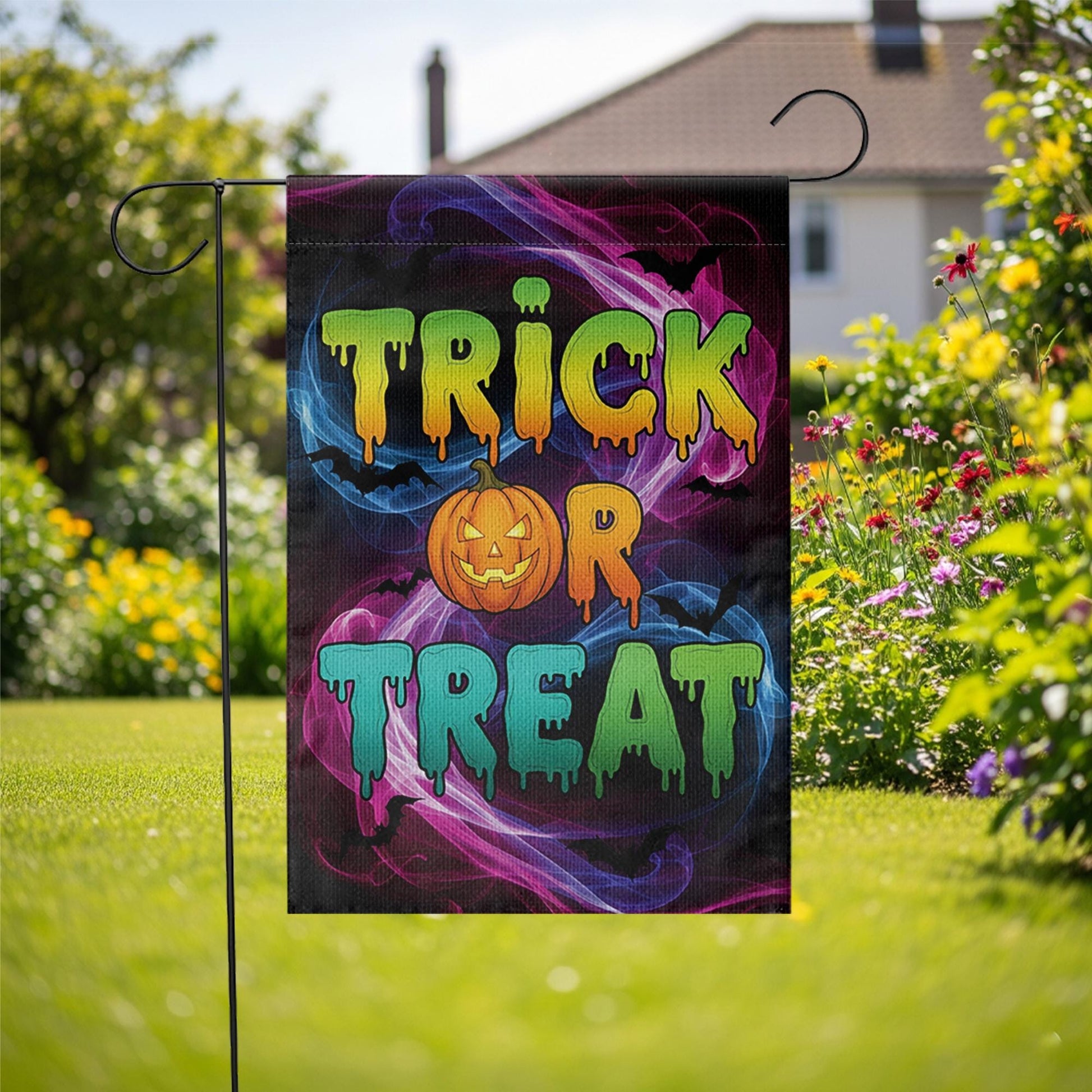 Trick or Treat Halloween Garden Flag, Spooky Yard Decor, Fun Fall House Banner, Vibrant Double Sided Flag