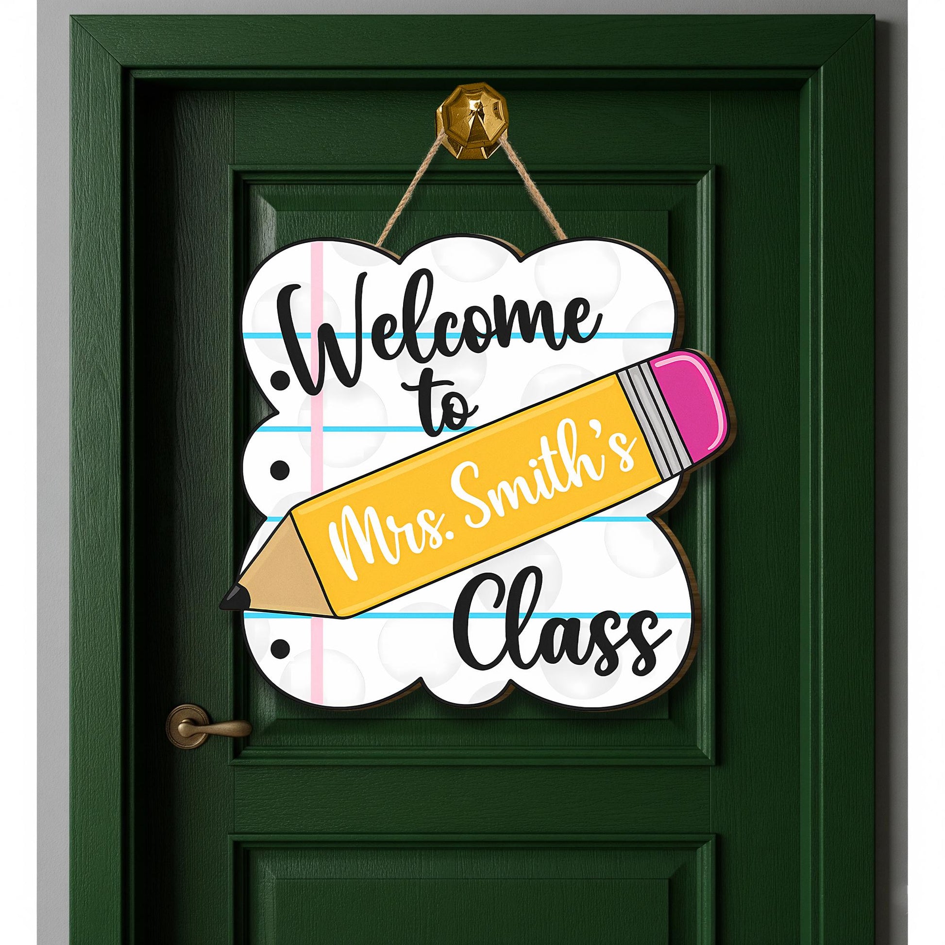 Welcome to Class Door Sign, Personalized Teacher Pencil Sign, Custom Classroom Decor, Back to School Name Hanger Gift