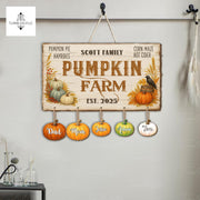 Custom Pumpkin Farm Family Sign, Fall Wooden Name Tag Decor, Personalized Autumn Wall Plaque, Rustic Thanksgiving Home Gift