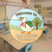 Welcome Sign Silly Goose Classroom Door Sign for Teachers, Custom Teacher Name Plaque, Teacher Classroom Sign Gifts, School Sign Decor