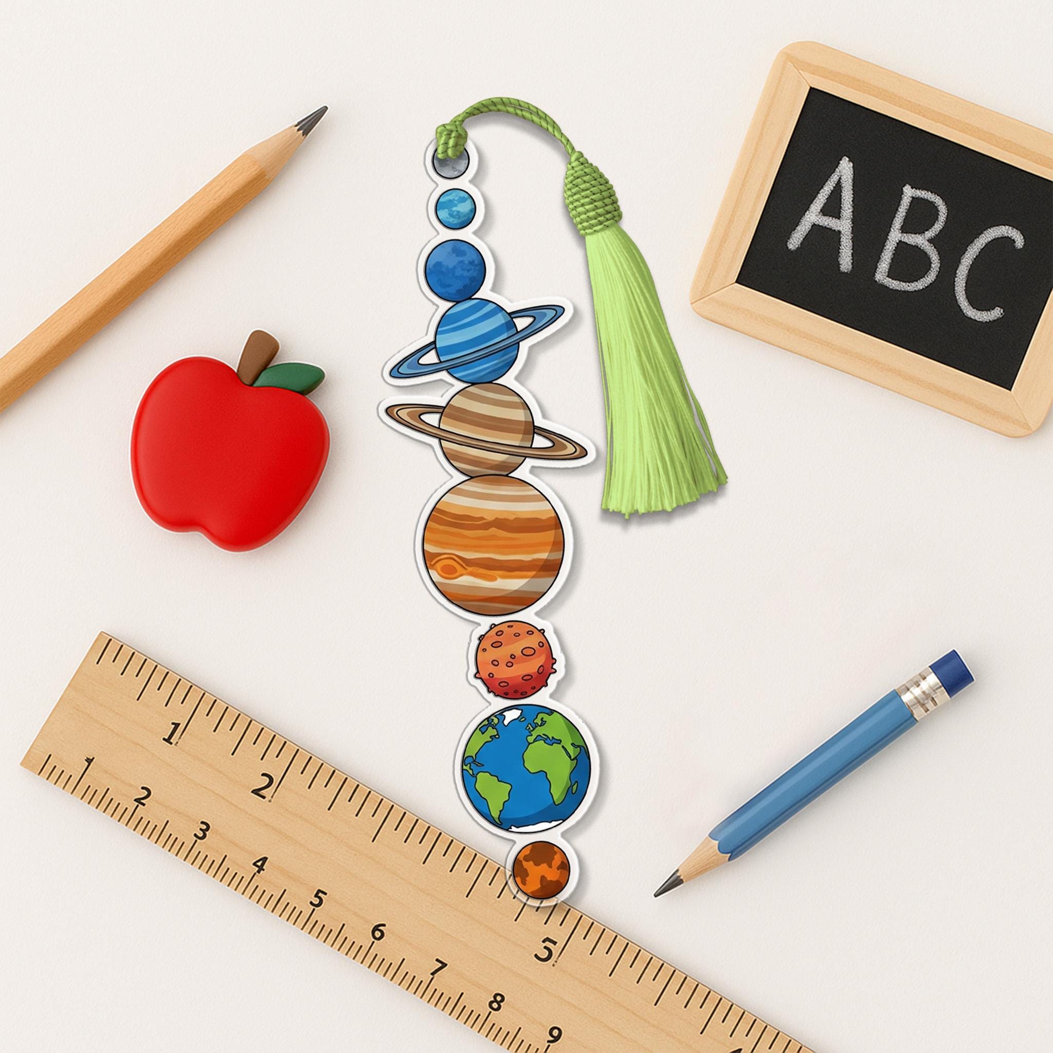 Planet Bookmark with Tassel – Solar System Bookmark for Kids, Teachers – Cute Space Theme Gift for Book Lovers & Students