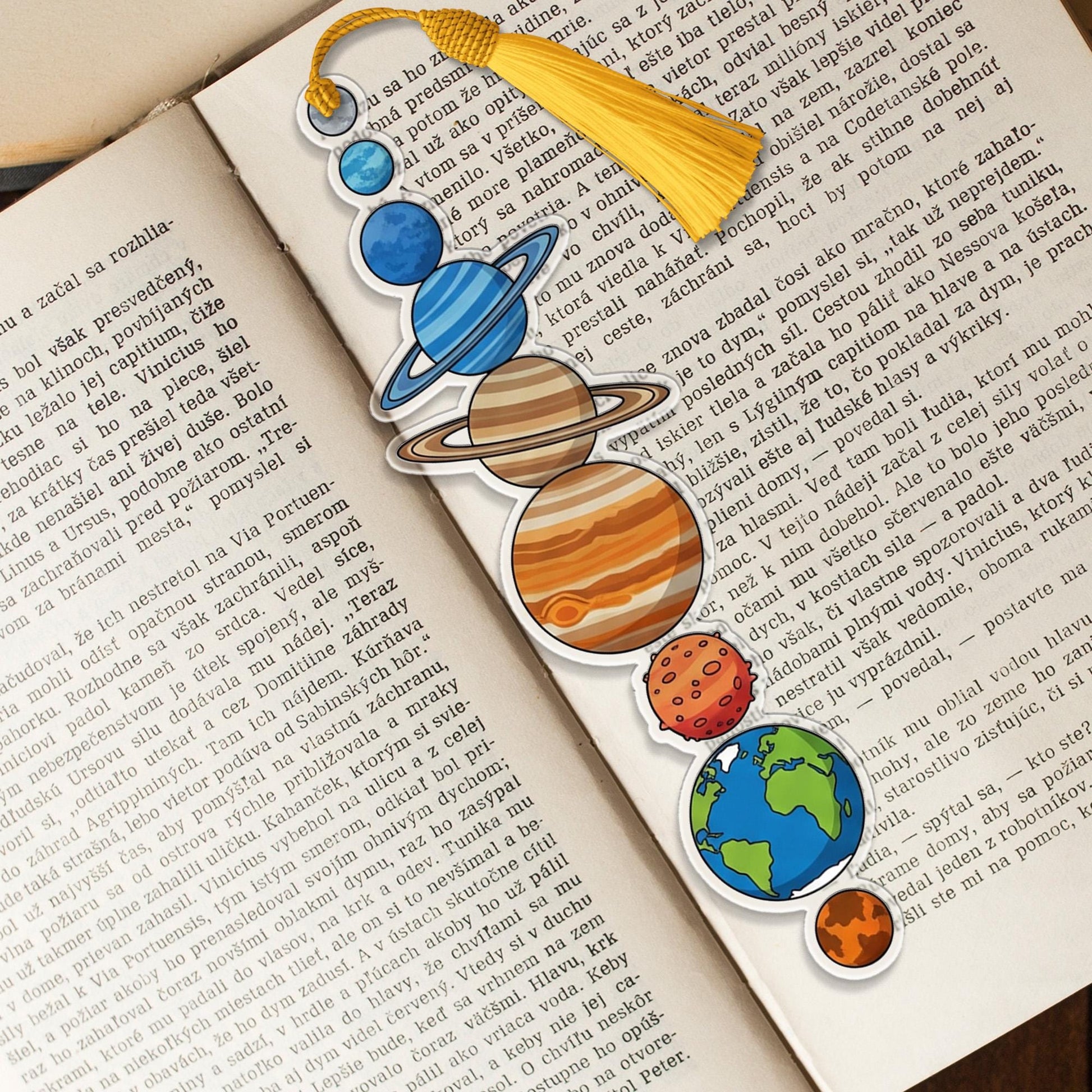 Planet Bookmark with Tassel – Solar System Bookmark for Kids, Teachers – Cute Space Theme Gift for Book Lovers & Students